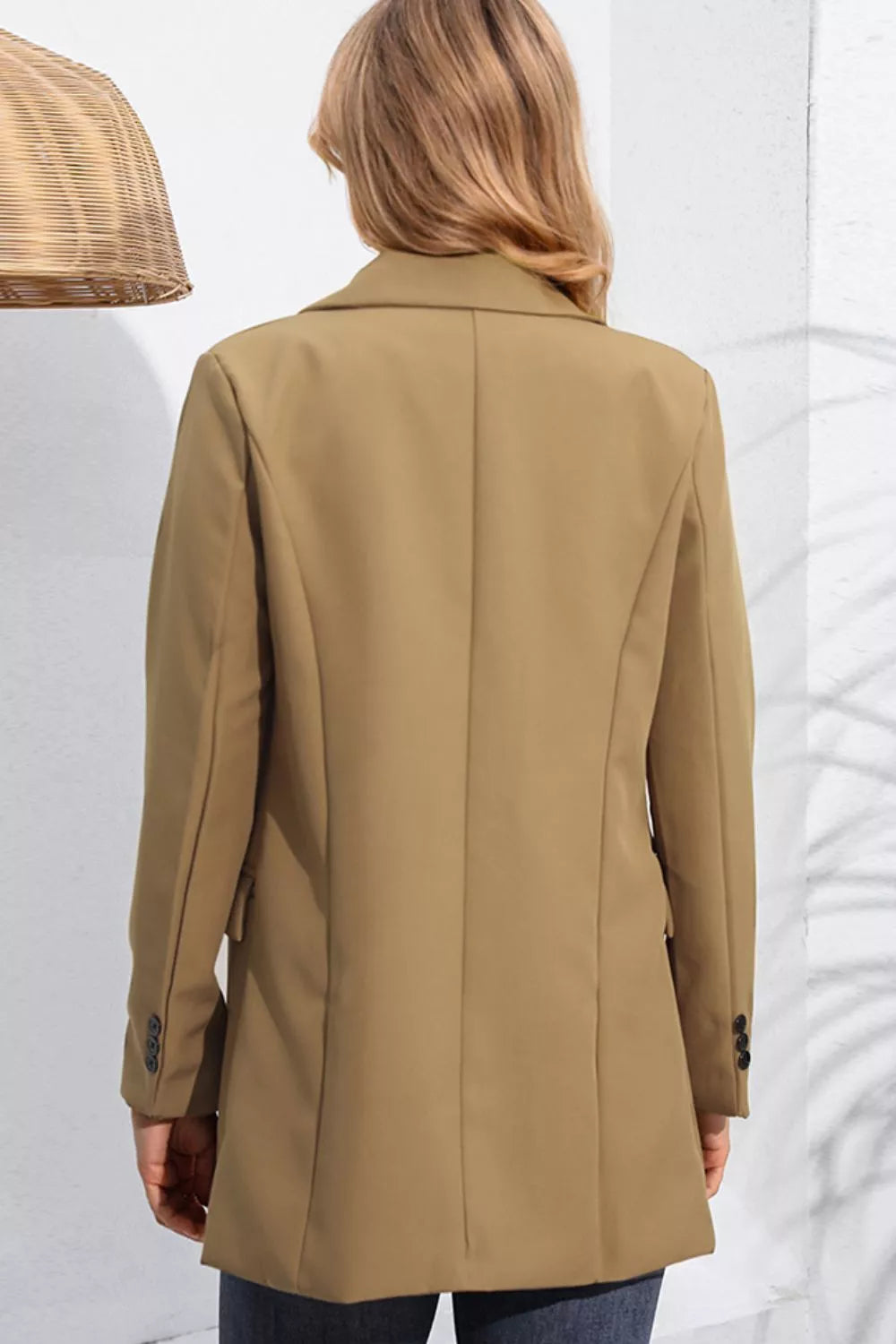 Lapel Neck Long Sleeve Blazer with Pockets Secondary image