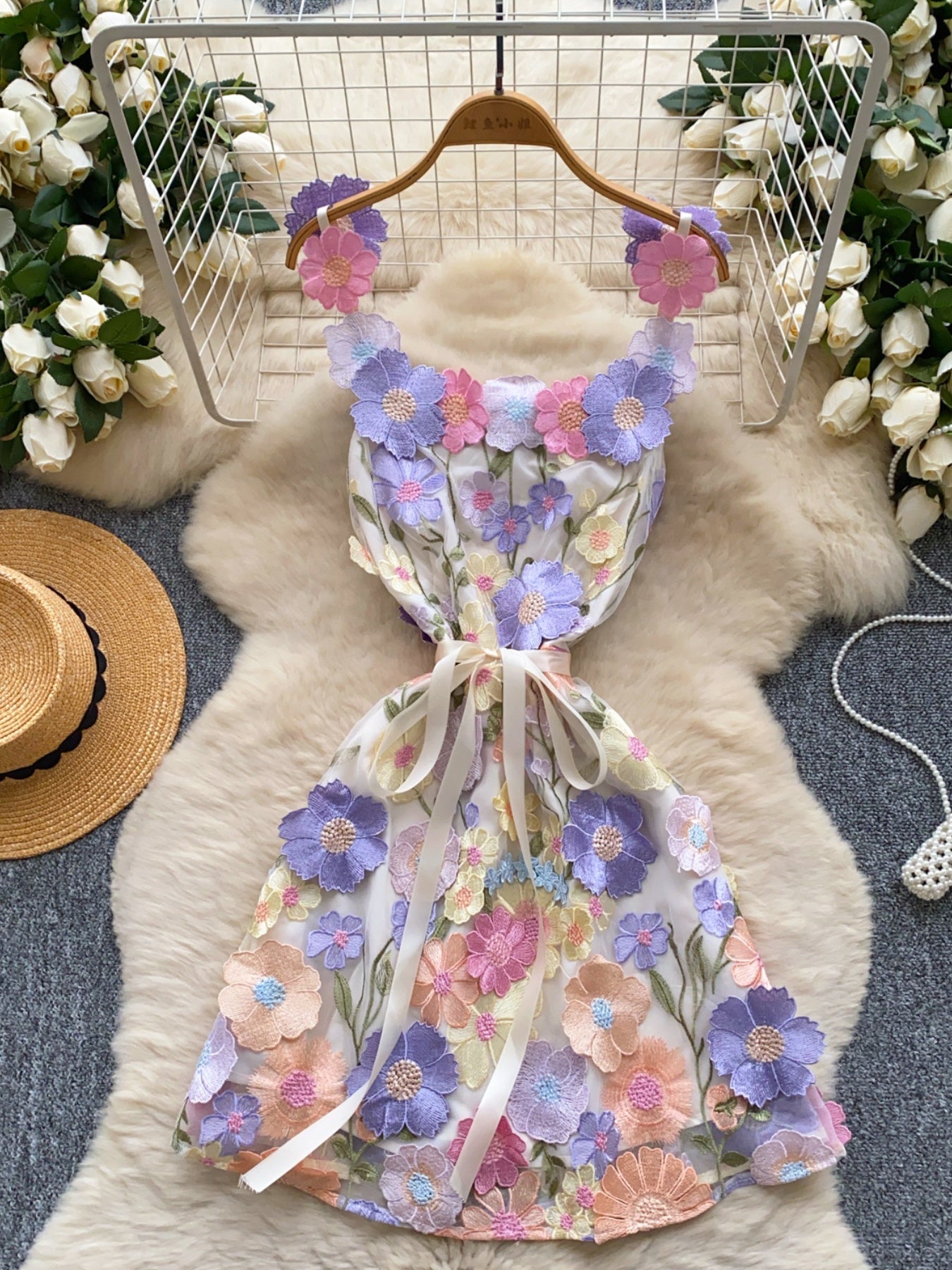 Floral Tie Waist Mini Dress Secondary image