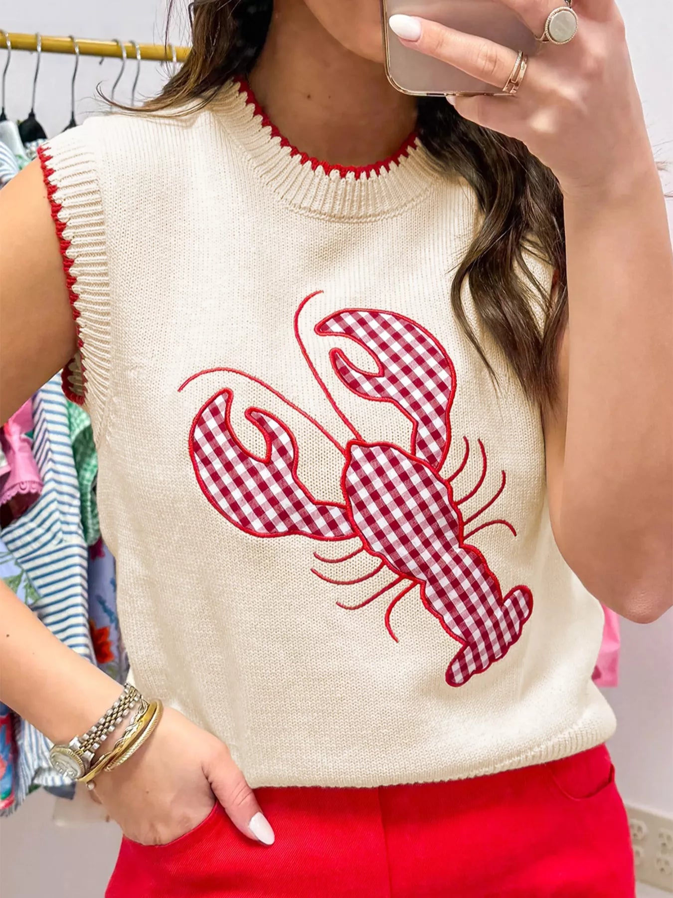 Lobster Embroidered Knit Sweater Vest Secondary image