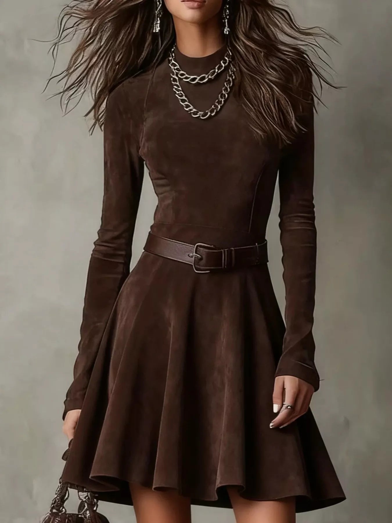 Mock Neck A-Line Dress Secondary image