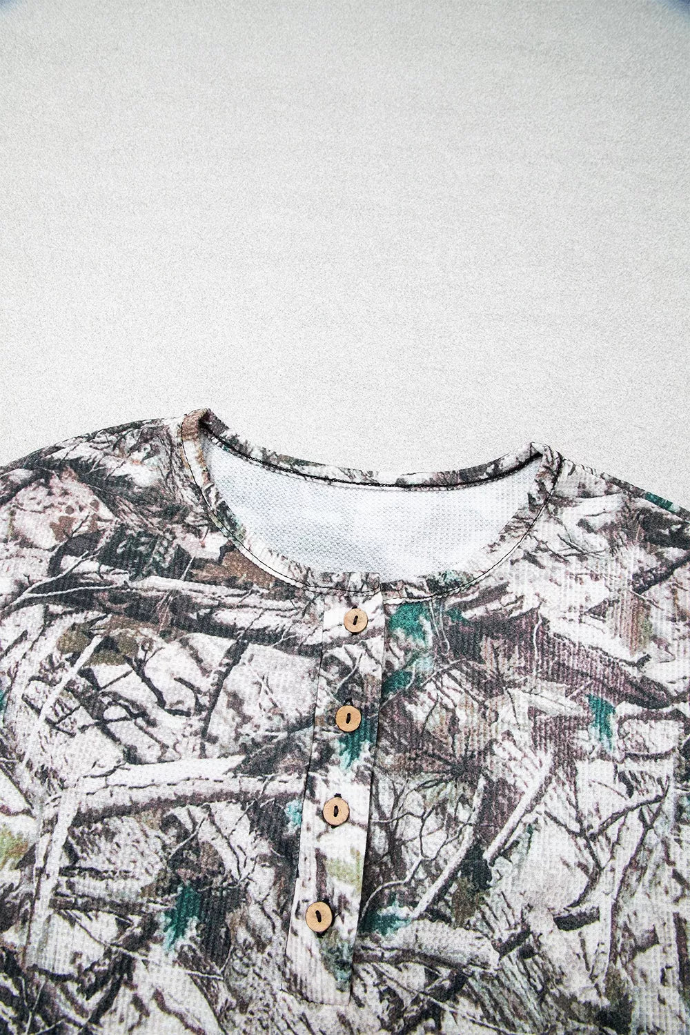 Camo Long Sleeve Top Elastic Waist Shorts Two Piece Set - photo 8