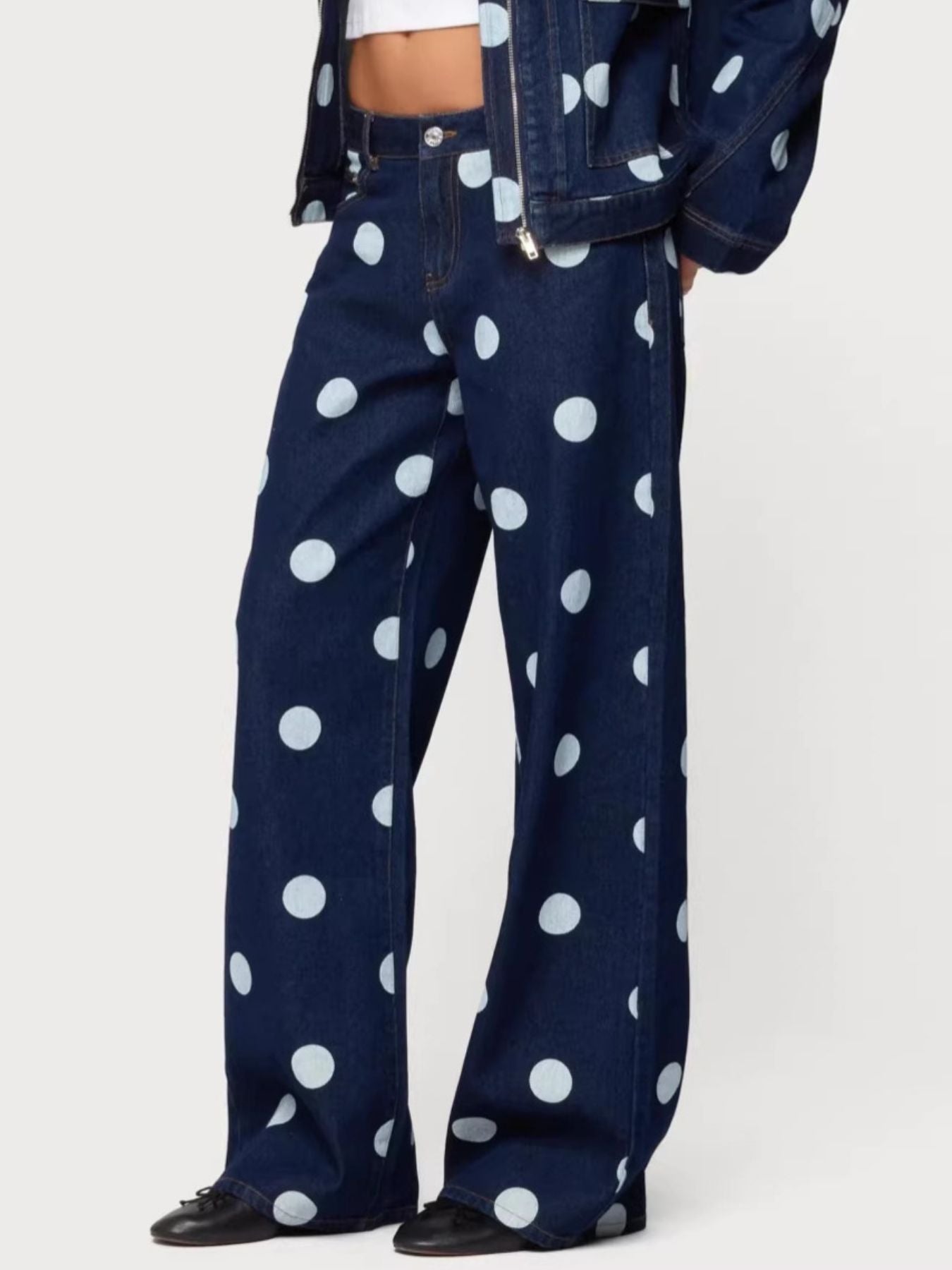Polka Dot Wide Leg Jeans Secondary image
