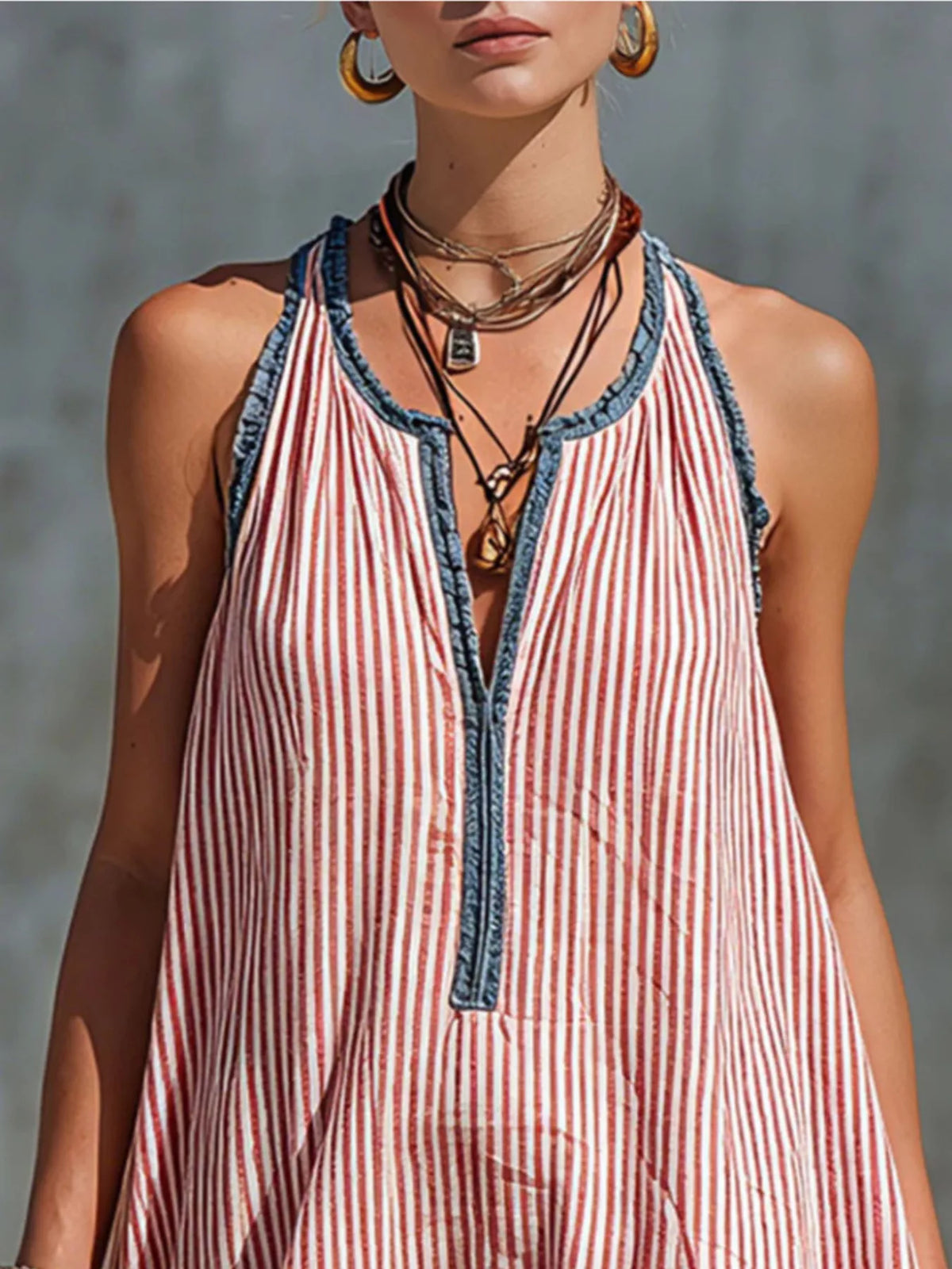 Striped Ruffle Hem Mini Dress - photo 2