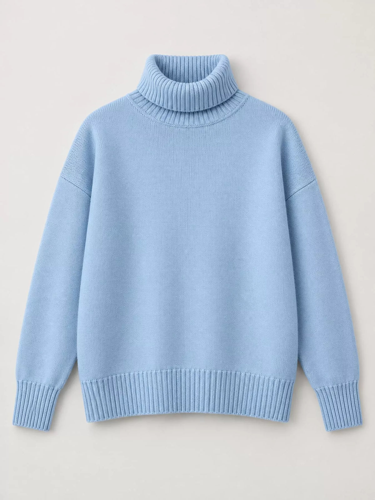 Women's Oversized Ribbed Turtleneck Sweater – Dropped Shoulder Relaxed Fit - photo 9