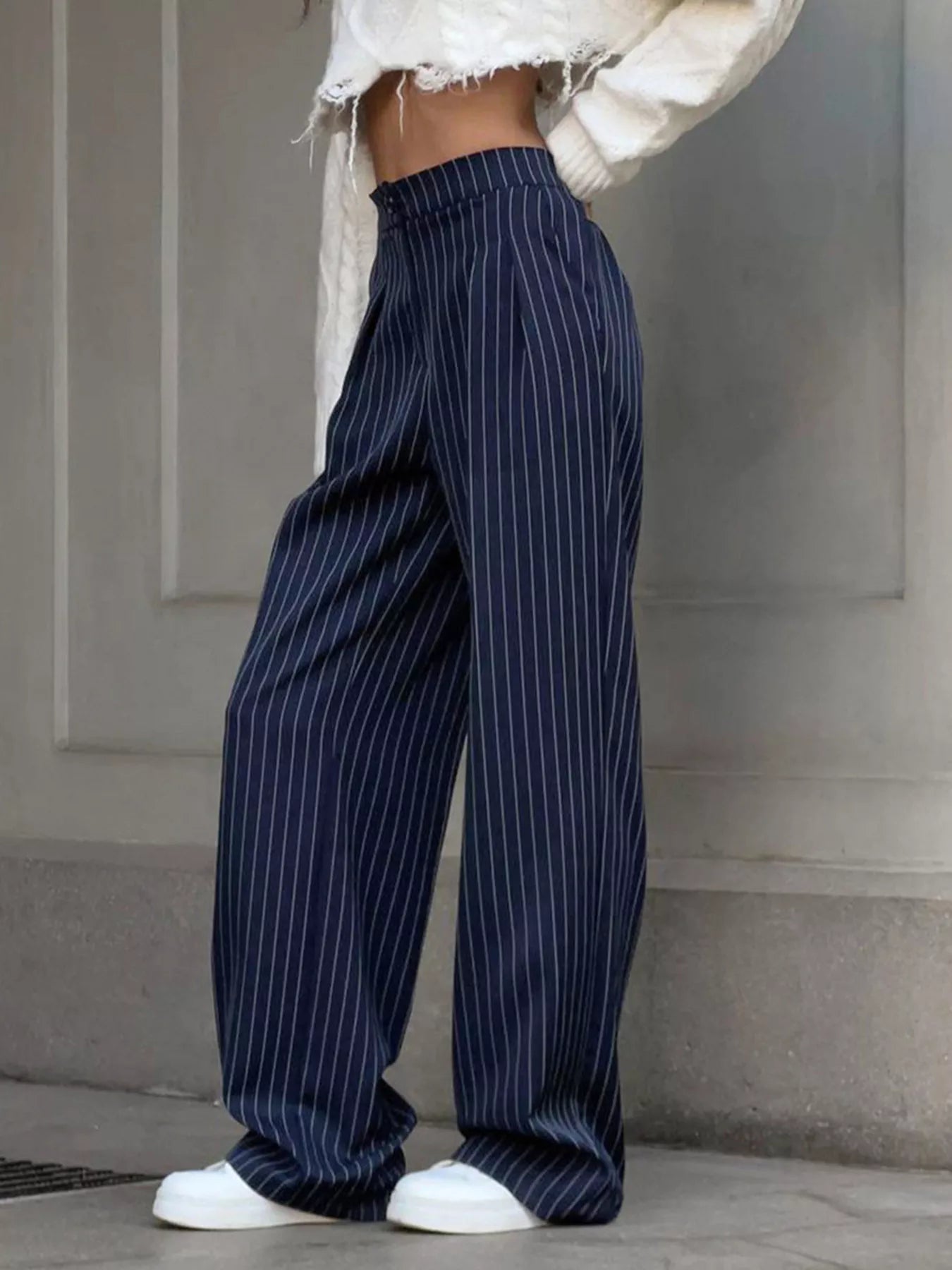 High-Waisted Pinstripe Wide-Leg Pants Secondary image
