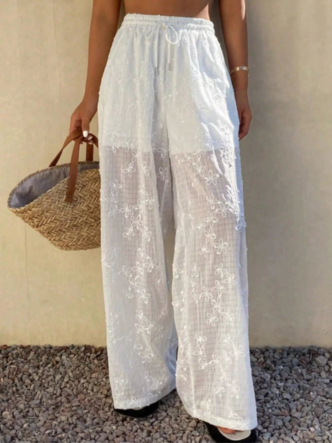 Drawstring Wide-Leg Pants Secondary image