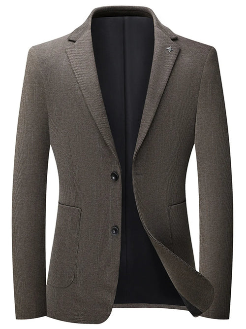 Men's Lapel Collar Long Sleeve Blazer – Taupe / Dark Gray