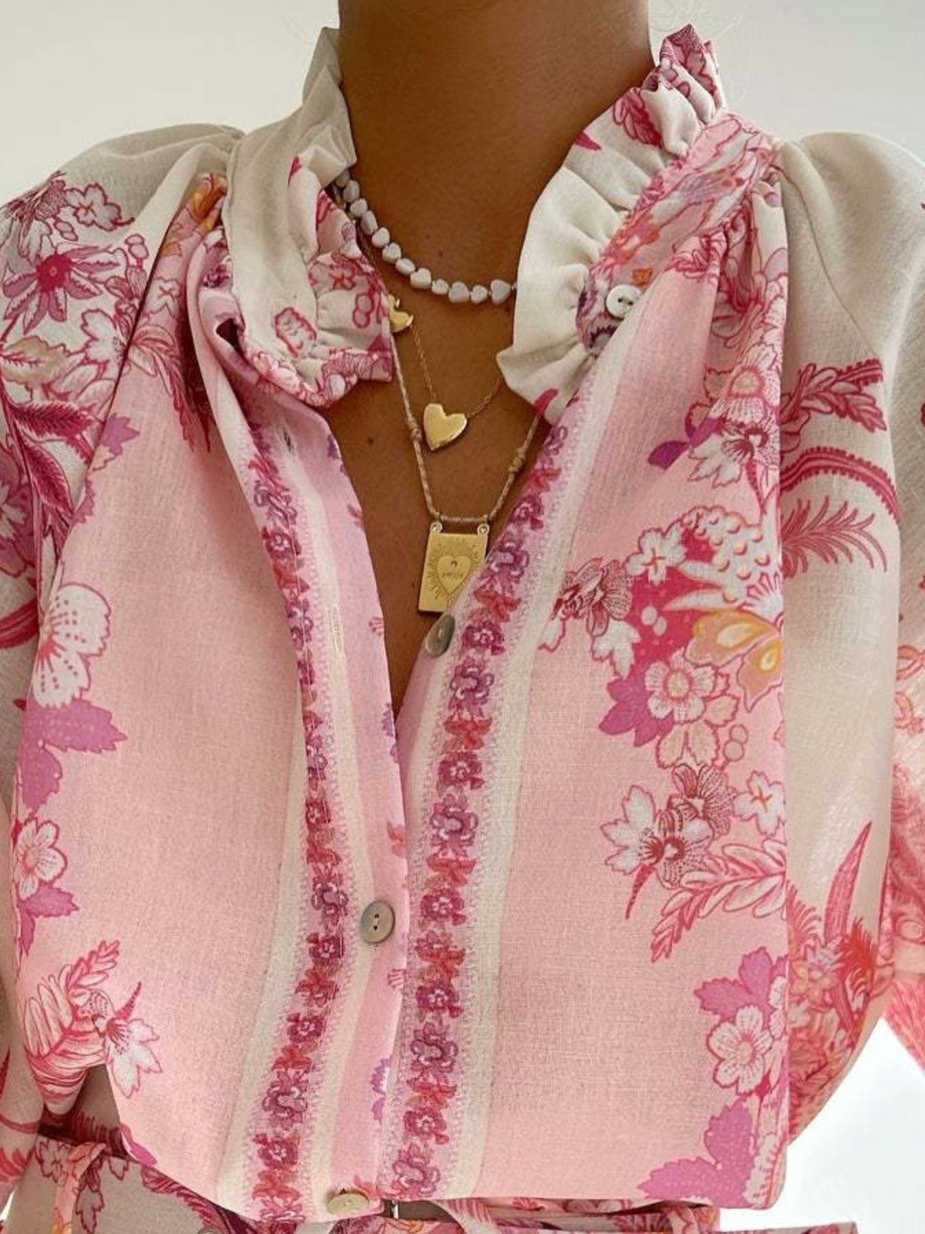 Floral Print Button Up Shirt and Shorts Set Secondary image