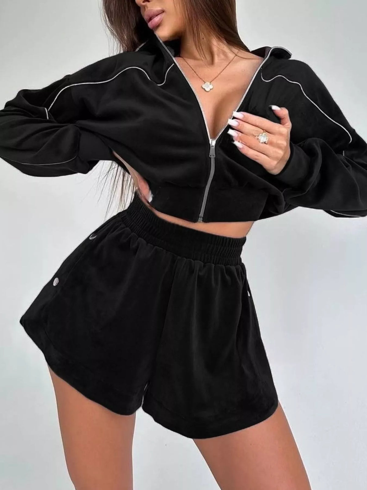 Zip-Up Outerwear and Shorts Set - photo 21