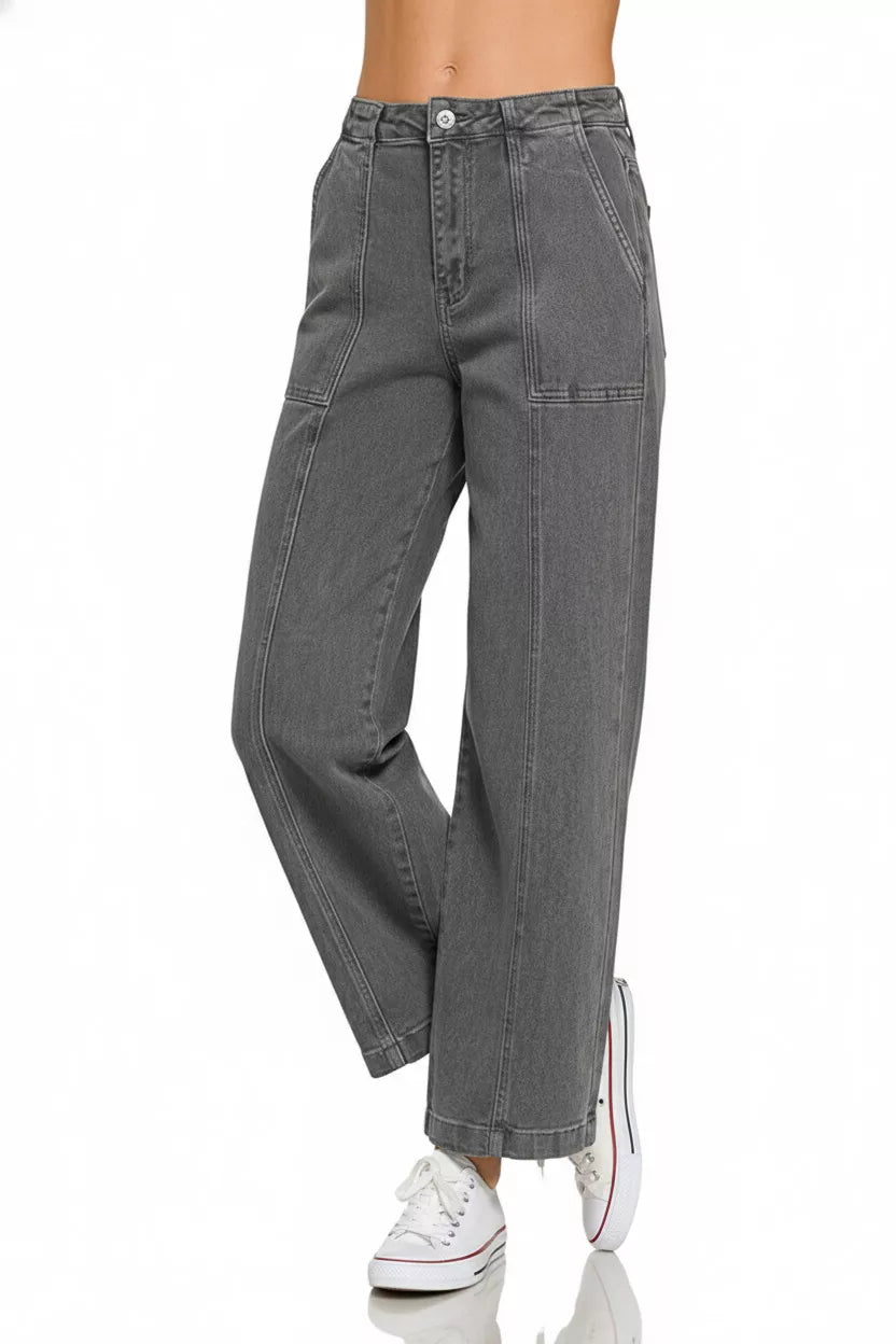 Zenana Straight Leg Utility Pocket Jeans Secondary image
