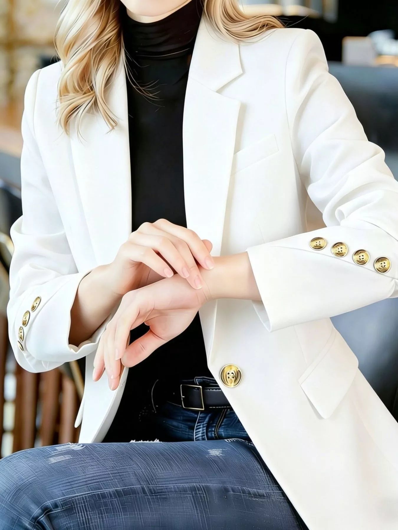 Full Size One Button Lapel Collar Blazer Plus Size Secondary image