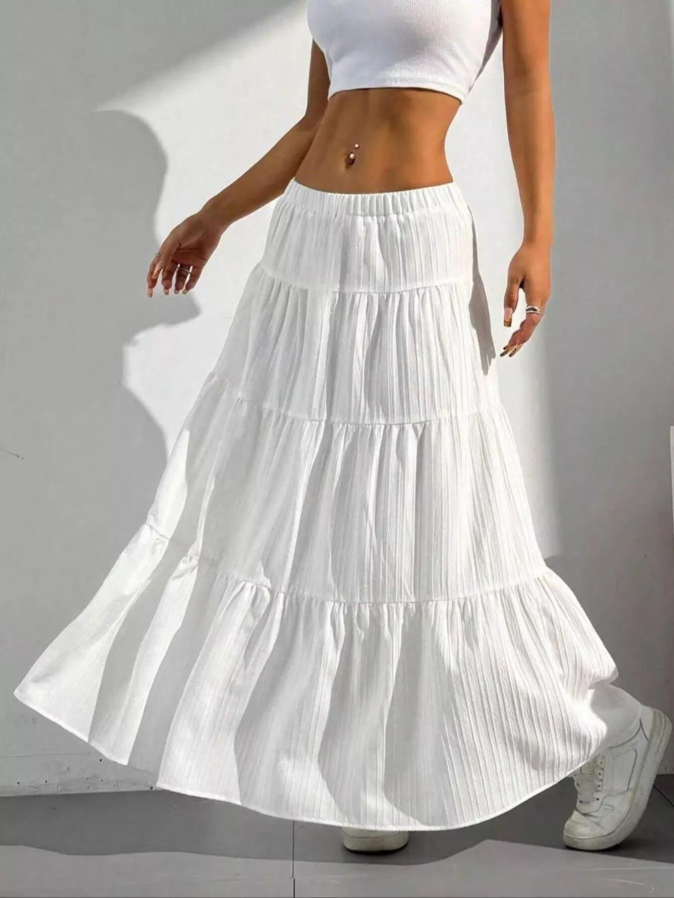Flowy Tiered Maxi Skirt Secondary image