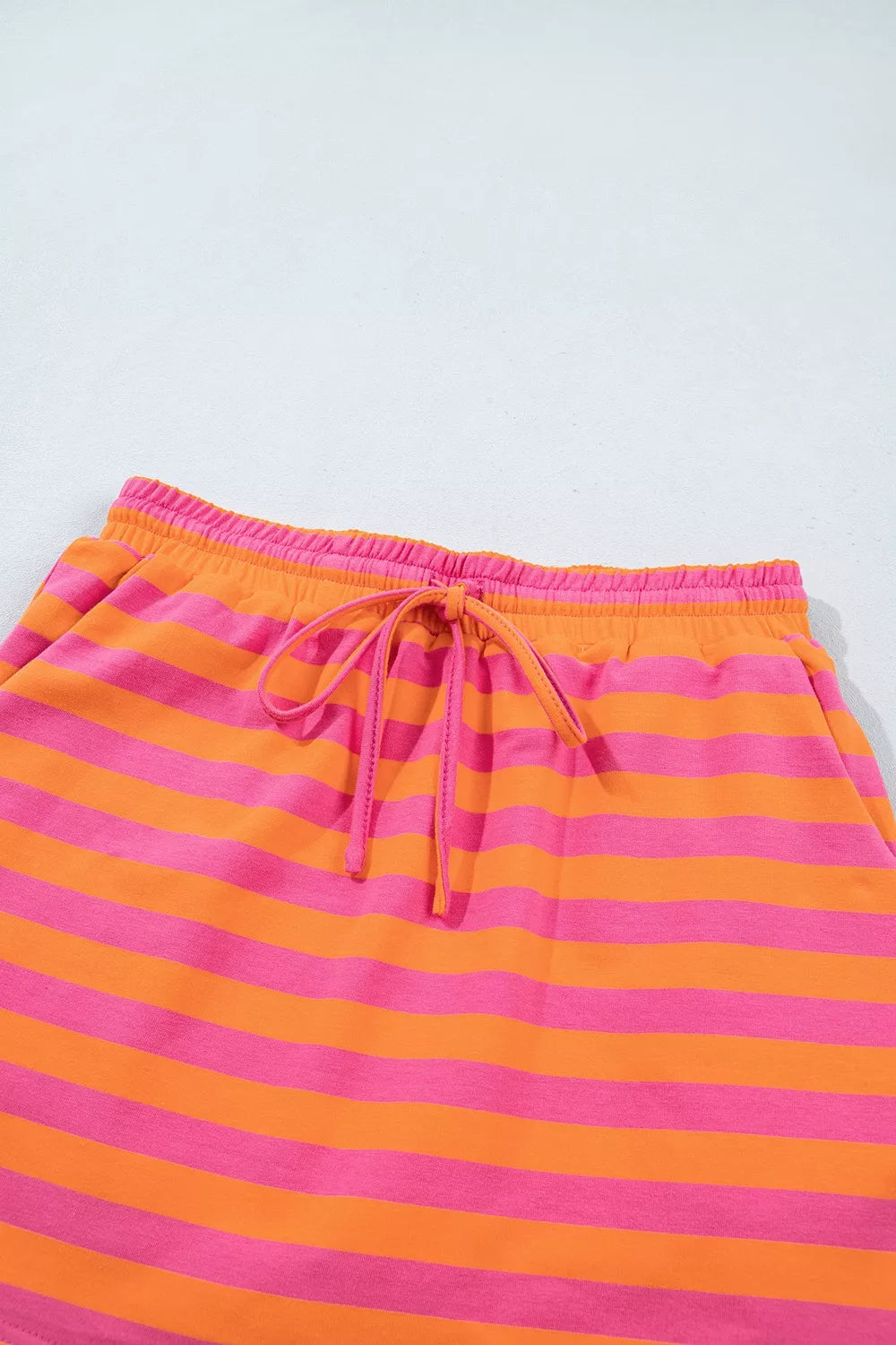 Stripe Color Block Patchwork Mock Neck Pullover Drawstring Mini Skort Set - photo 8