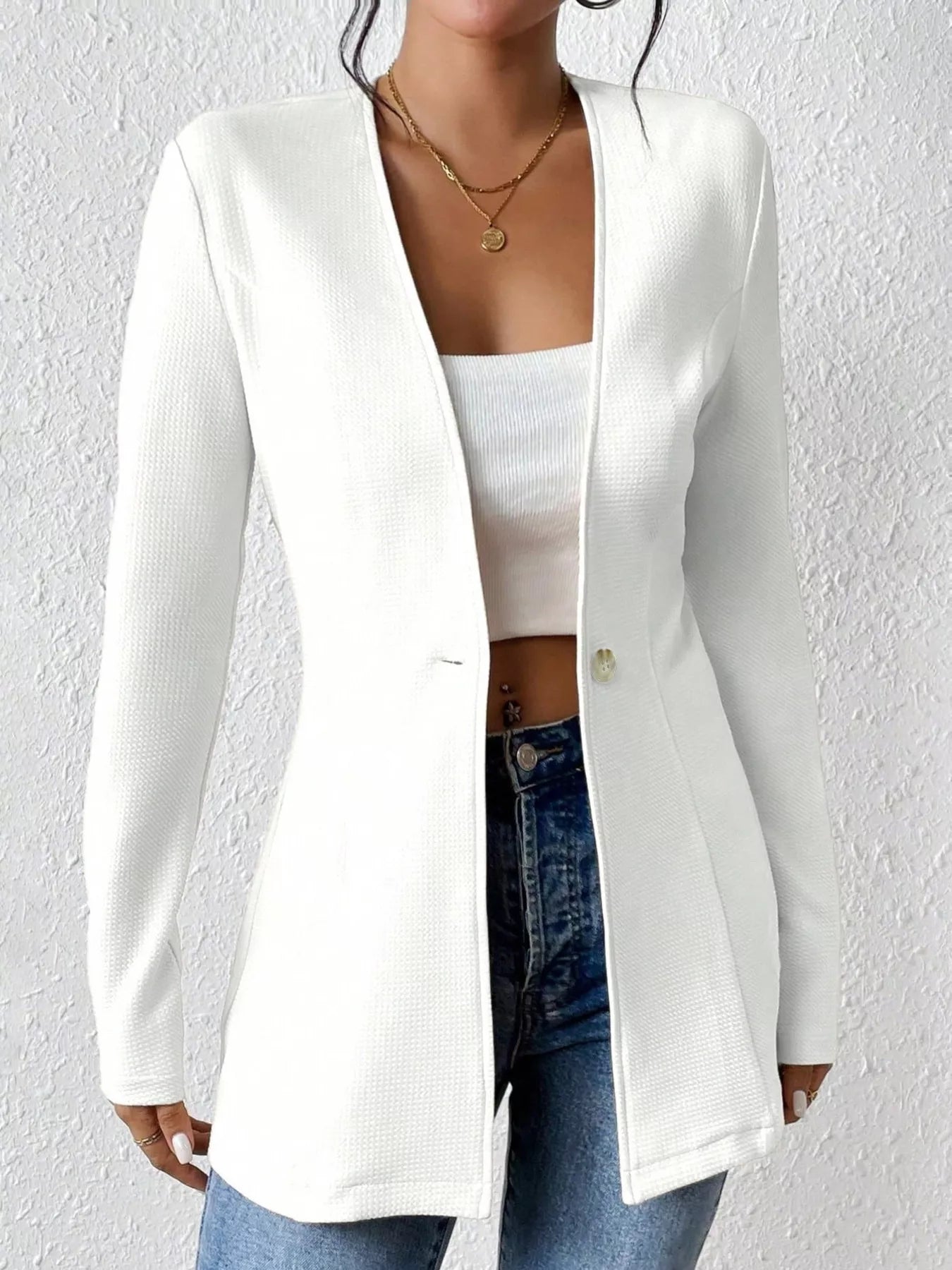 One Button Long Sleeve Blazer Secondary image