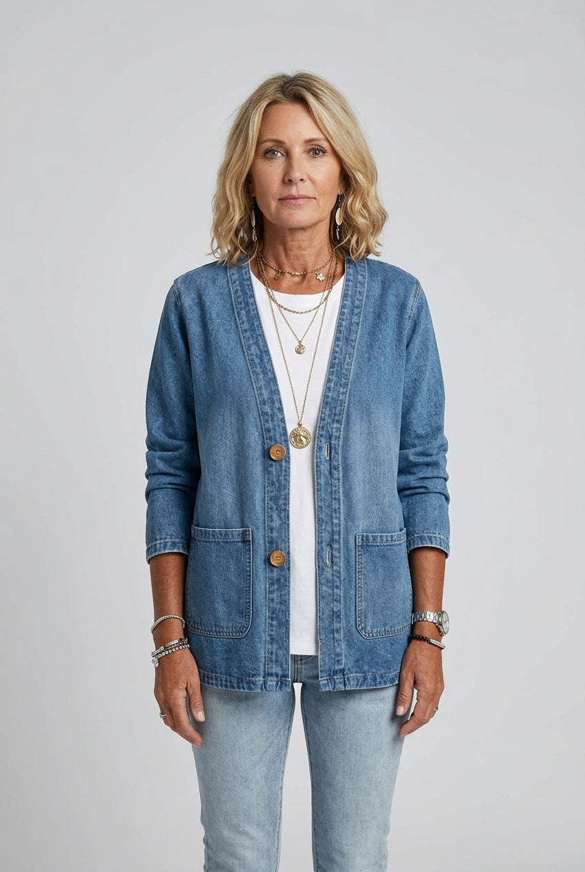 Women's V-Neck Button-Down Denim Jacket – Classic Cotton Jacket in 4 Colors - photo 10