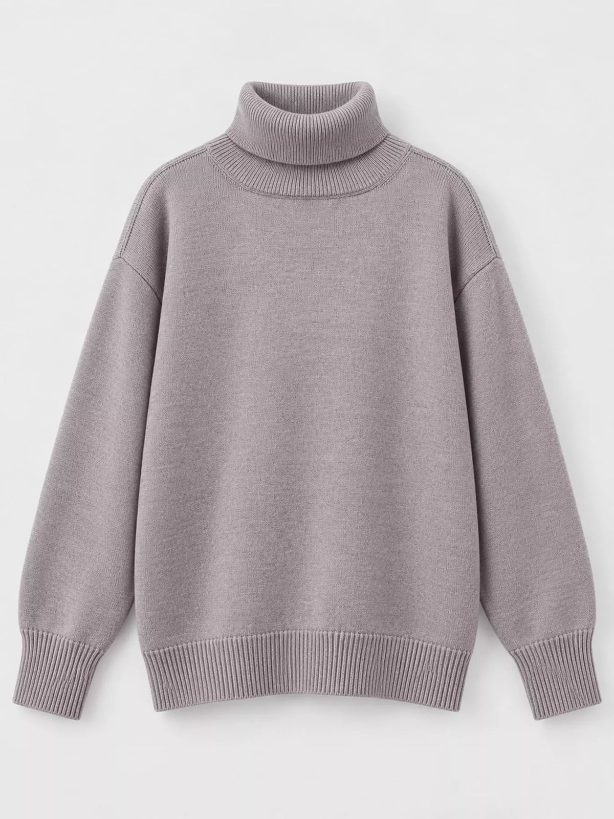 Women's Oversized Ribbed Turtleneck Sweater – Dropped Shoulder Relaxed Fit - photo 32