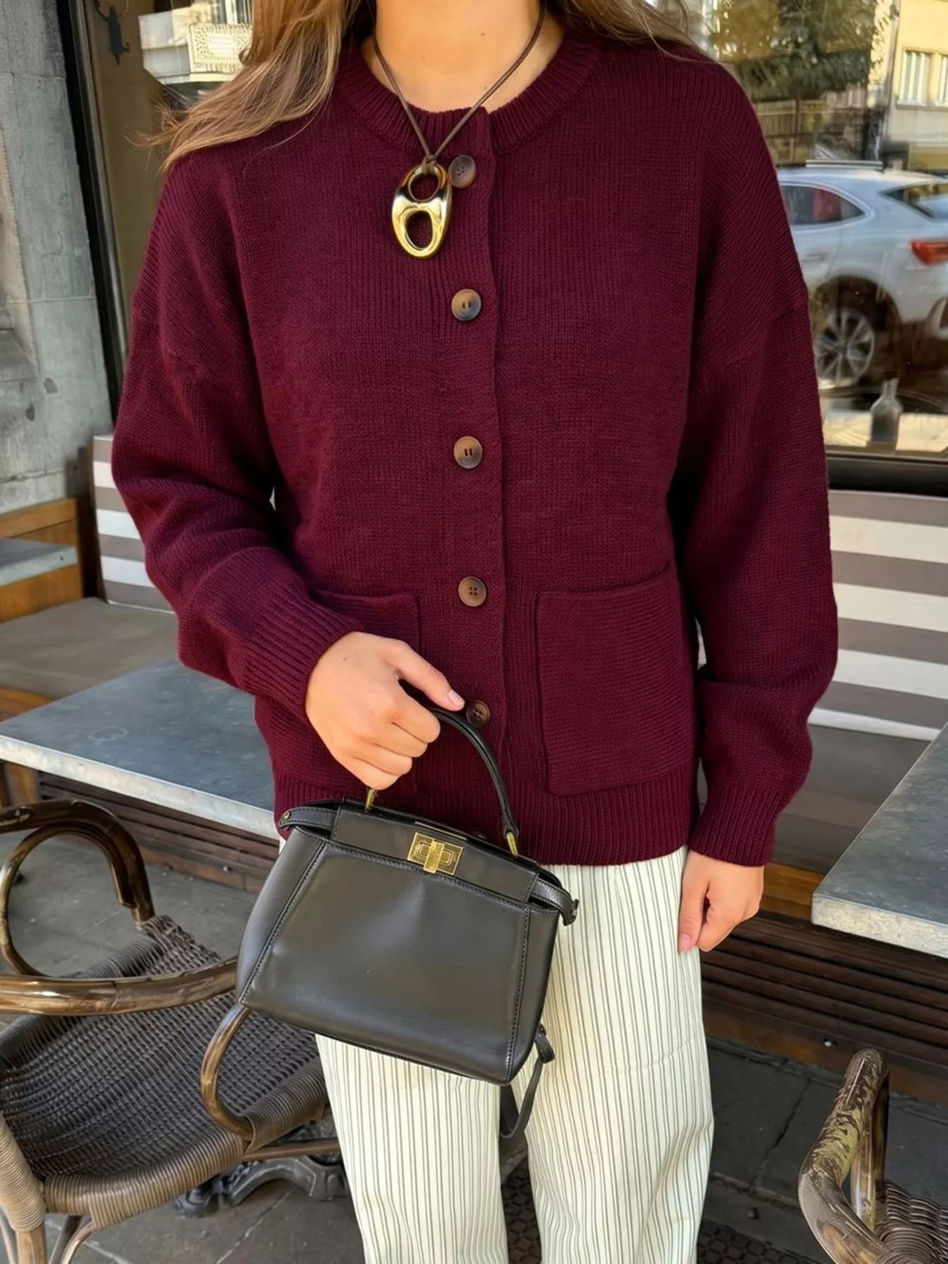 Button Up Dropped Shoulder Cardigan Secondary image