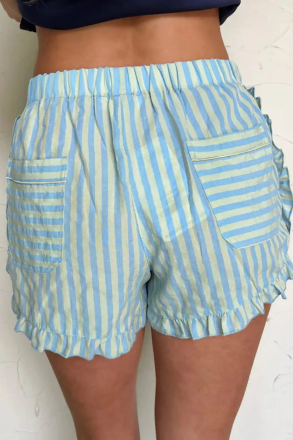 Striped Elastic Waist Shorts Secondary image