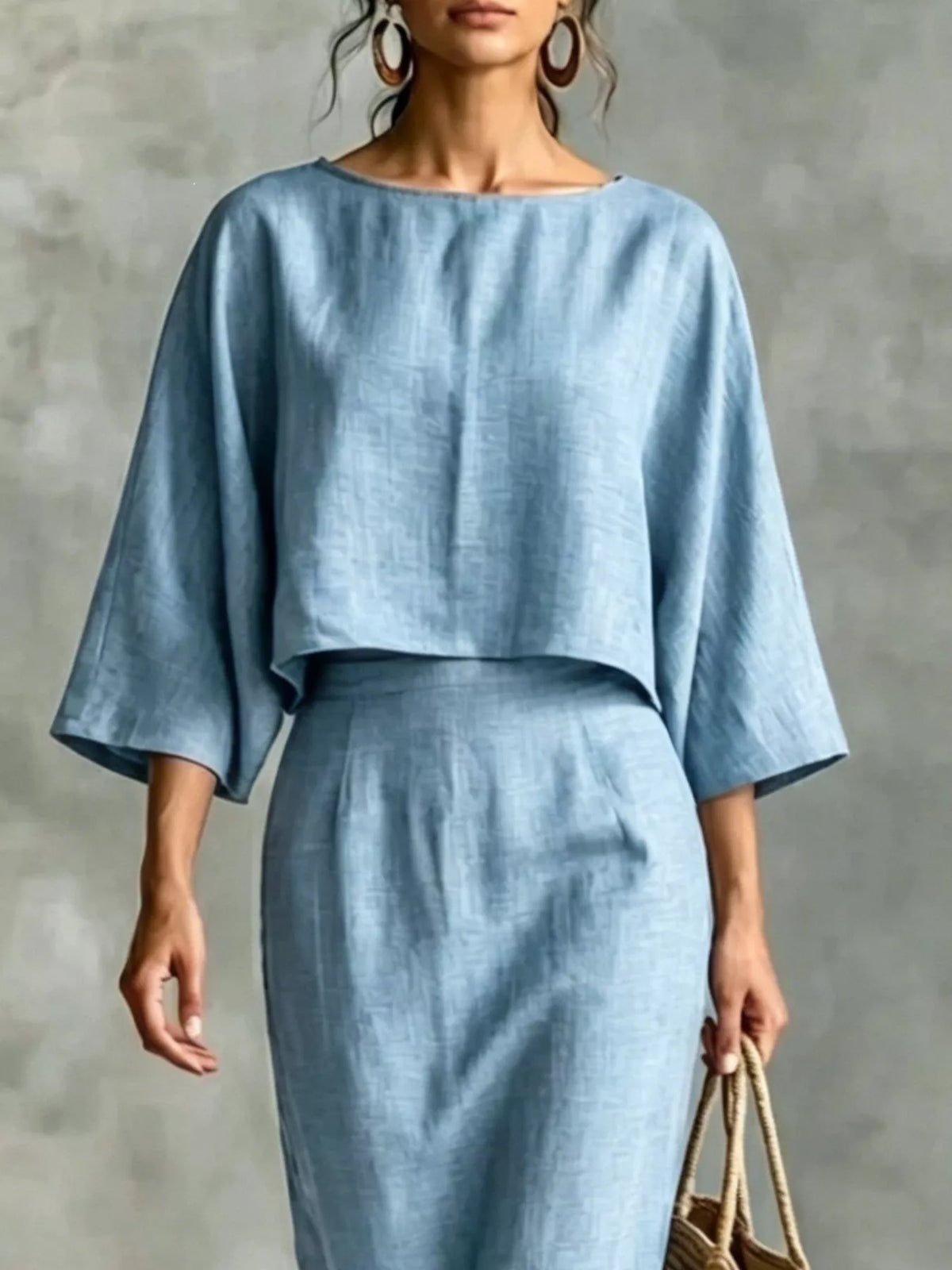 Full Size Solid Color Cropped Top and Midi Skirt Set Plus Size - photo 14