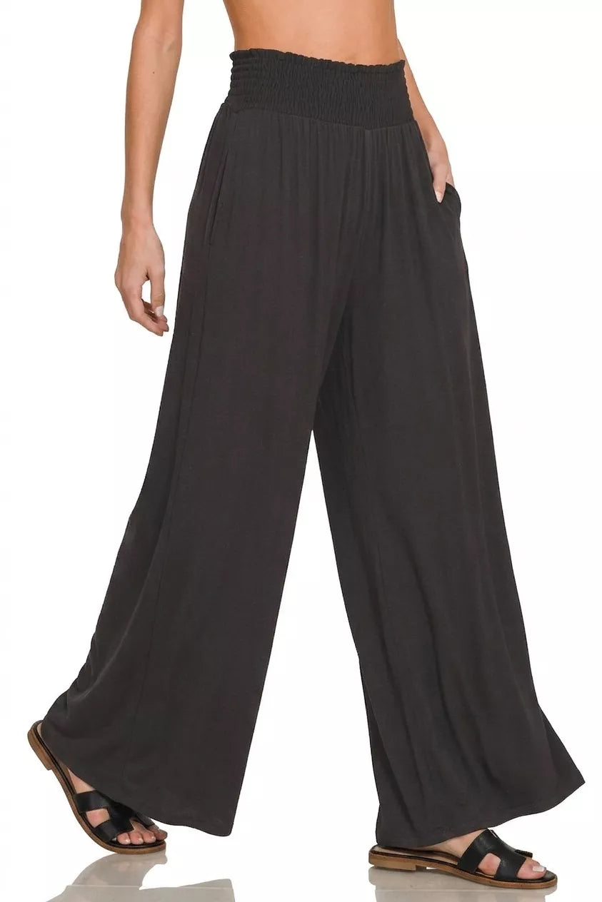 Zenana Smocked Waist Wide Leg Palazzo Pants Secondary image