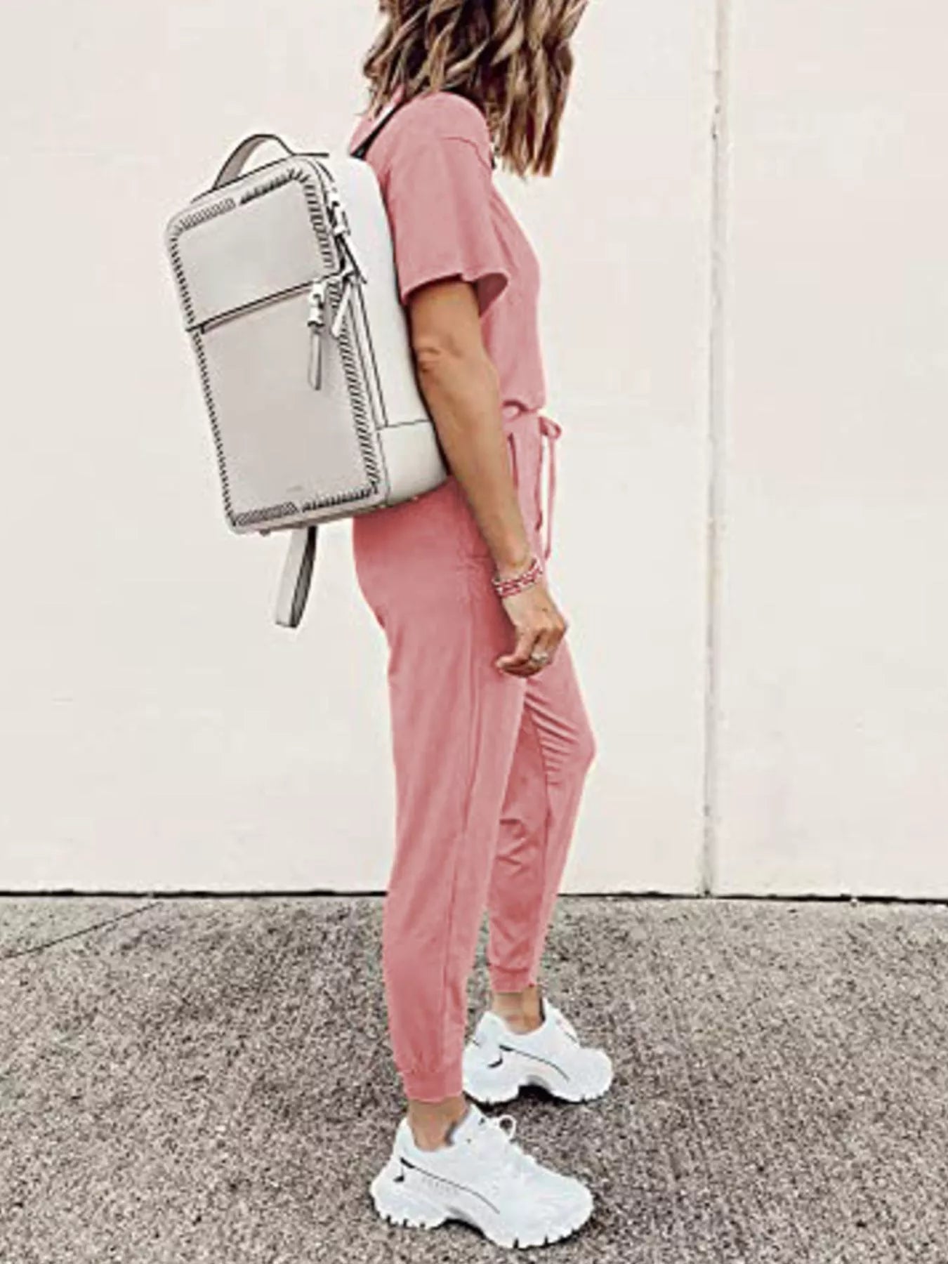 Full Size Round Neck Top and Drawstring Pants Set Plus Size Secondary image