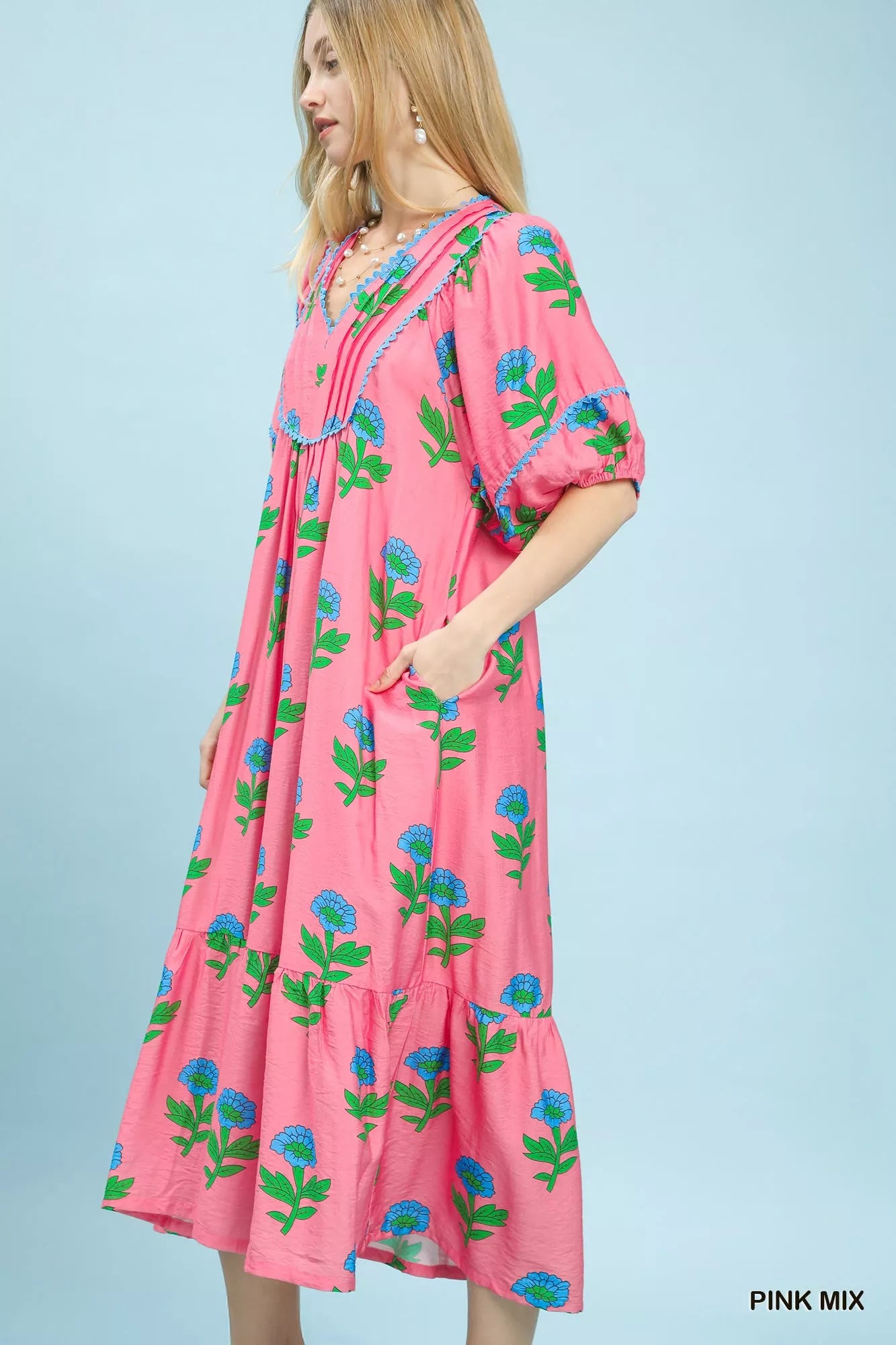 Umgee Floral Print Midi Dress Secondary image