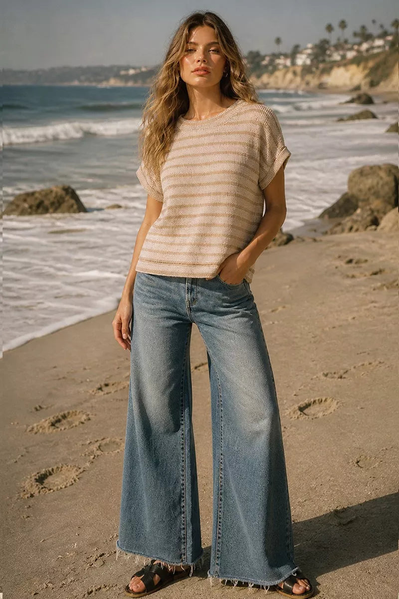 Zenana Raised Rib Striped Top Secondary image
