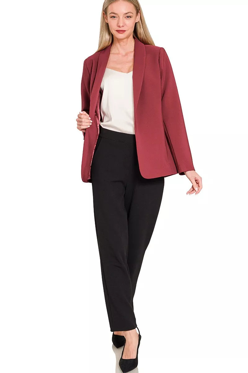 Zenana Woven Long Sleeve Blazer With Lining Secondary image