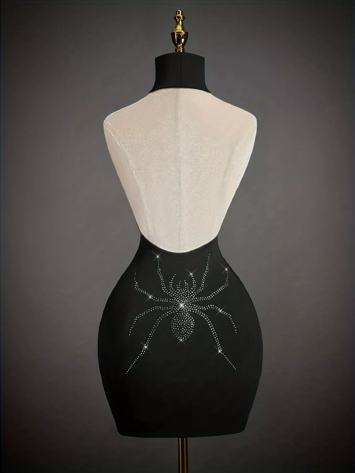 Rhinestone Spider Halter Neck Bodycon Dress - photo 3