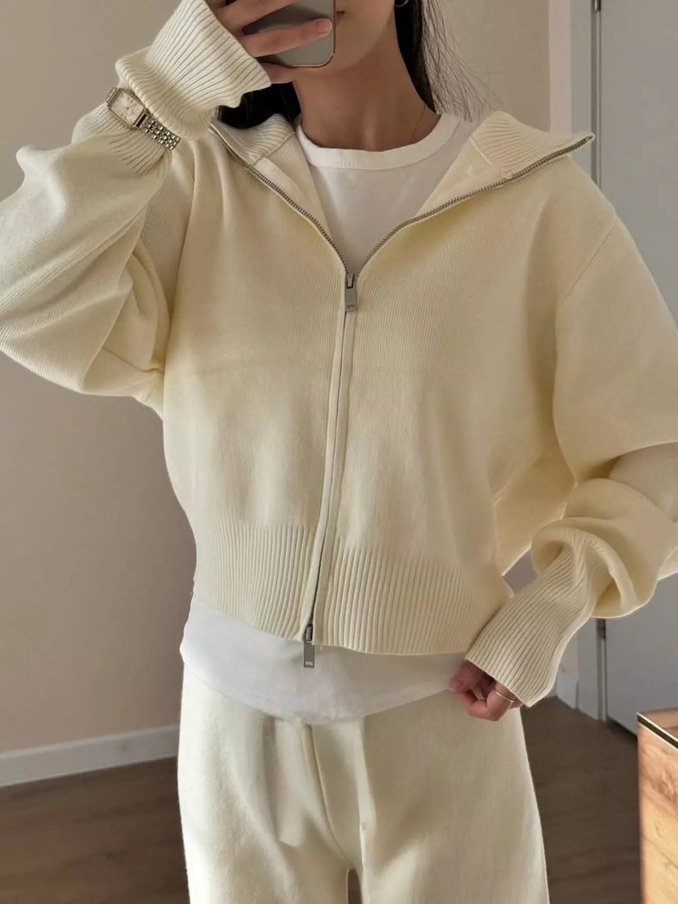 Zip-Up Hoodie and Pants Set Secondary image