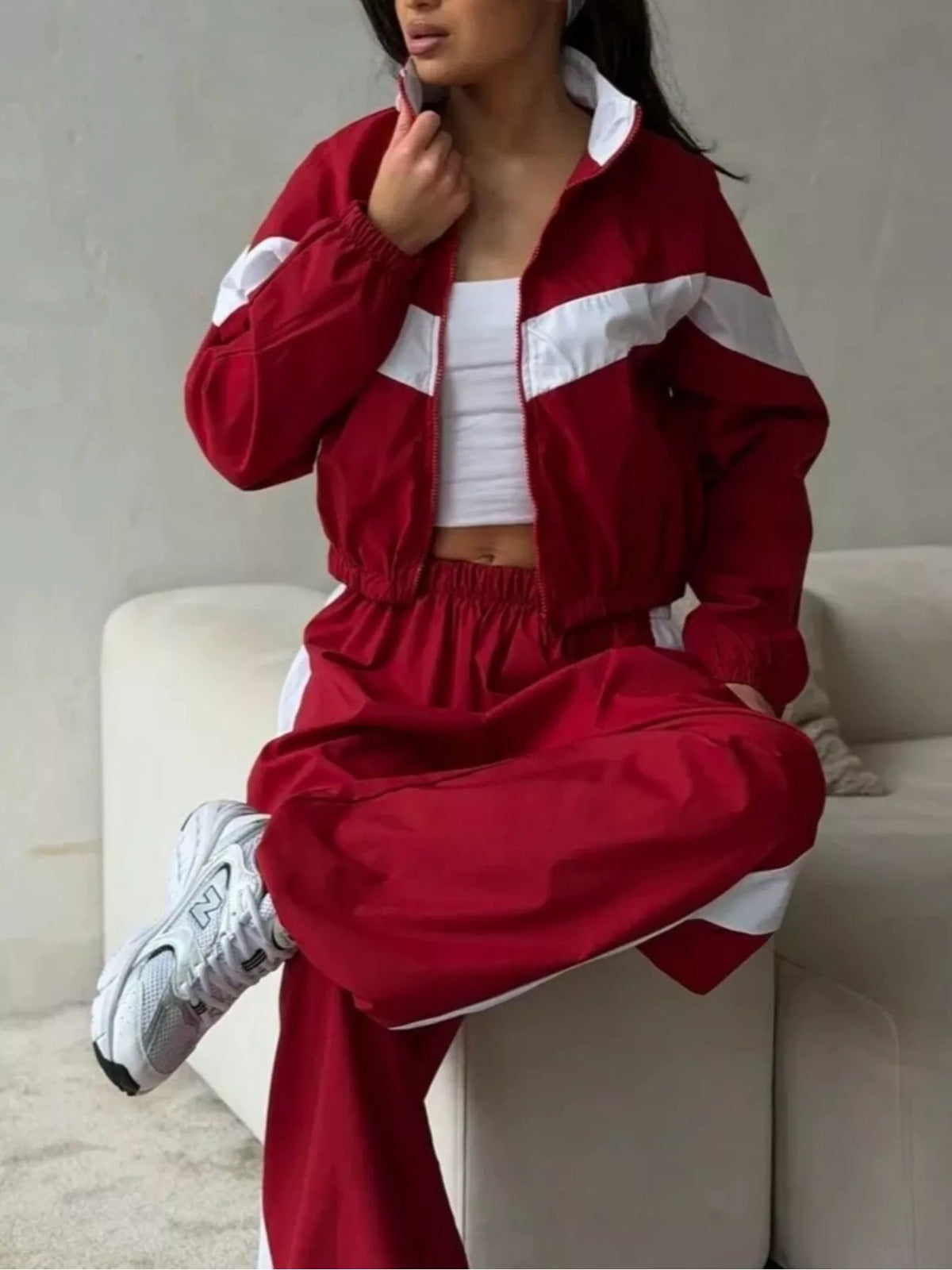 Color Block Zip Up Outerwear and Pants Set - photo 7