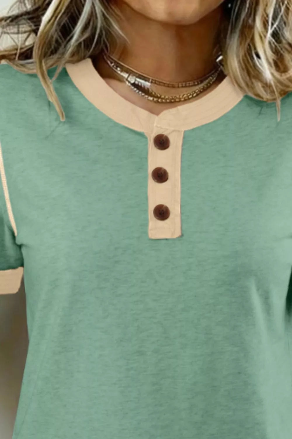 Casual Short Sleeve Button Detail Blouse Secondary image