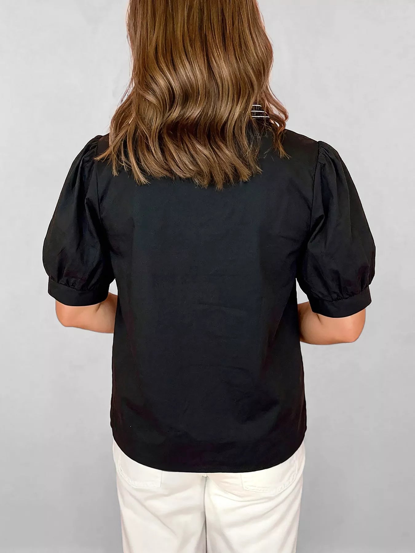 Notched Puff Sleeve Blouse Secondary image