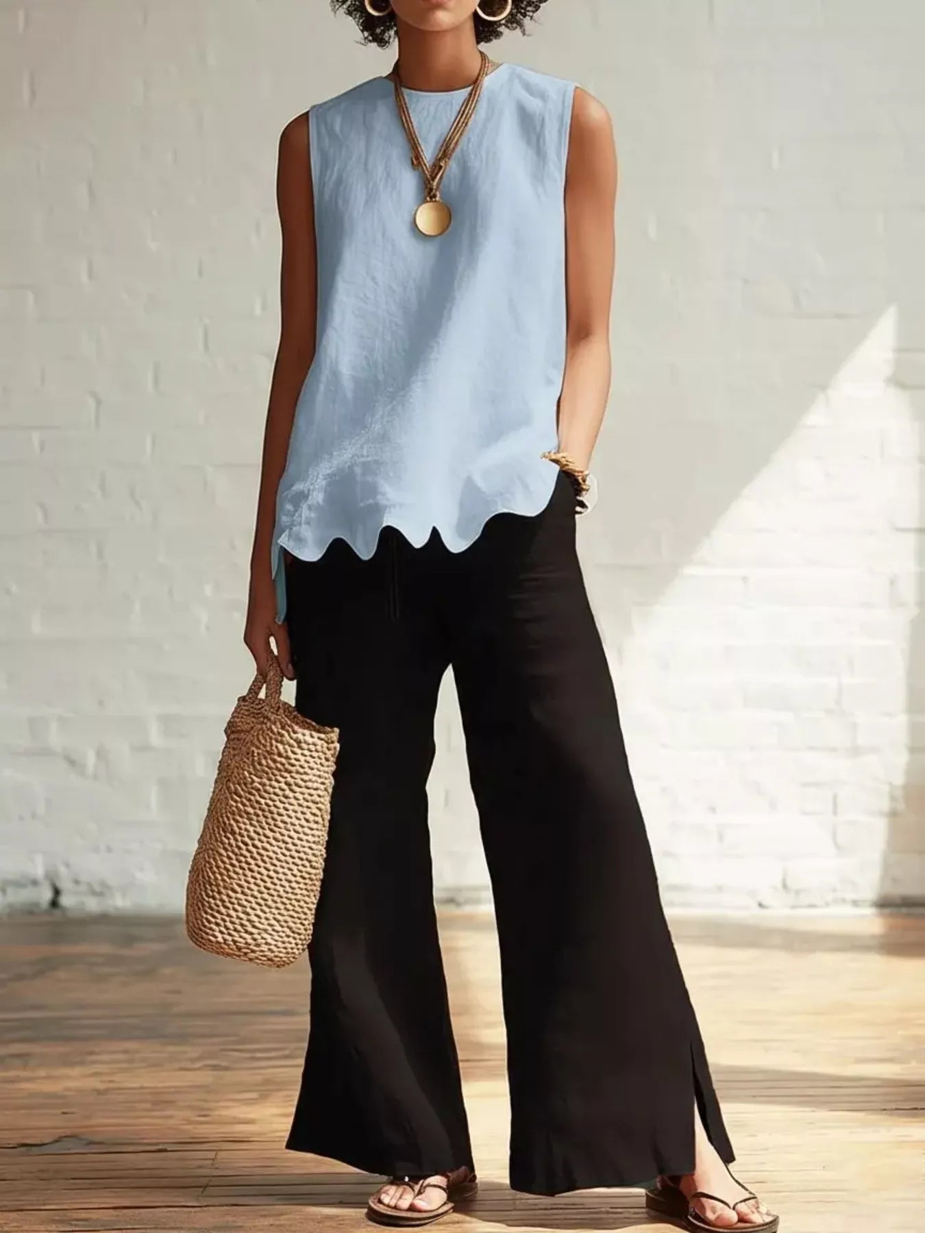 Full Size Scalloped Hem Sleeveless Tank Top Plus Size Secondary image