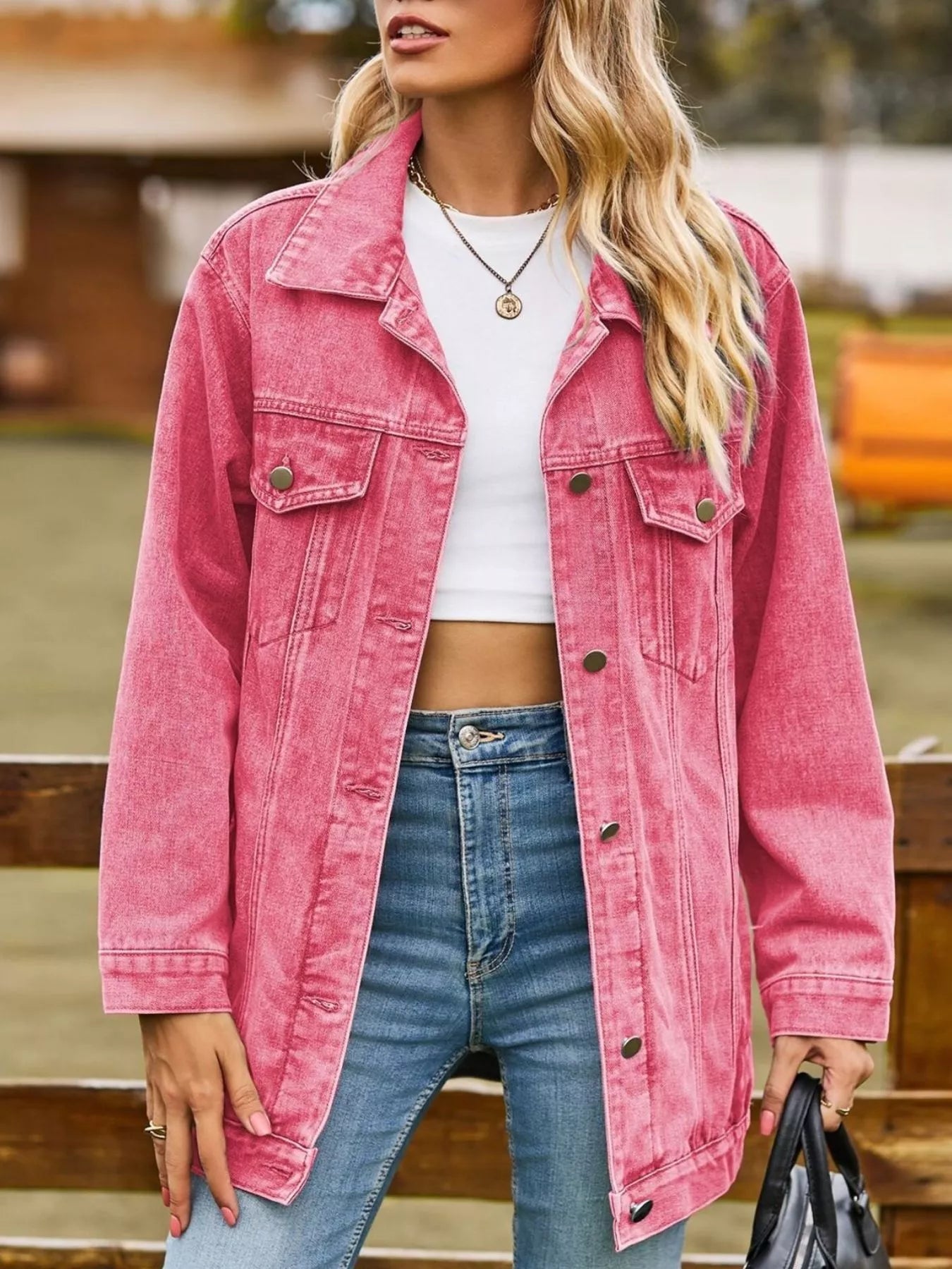 Button Down Washed Denim Jacket Secondary image