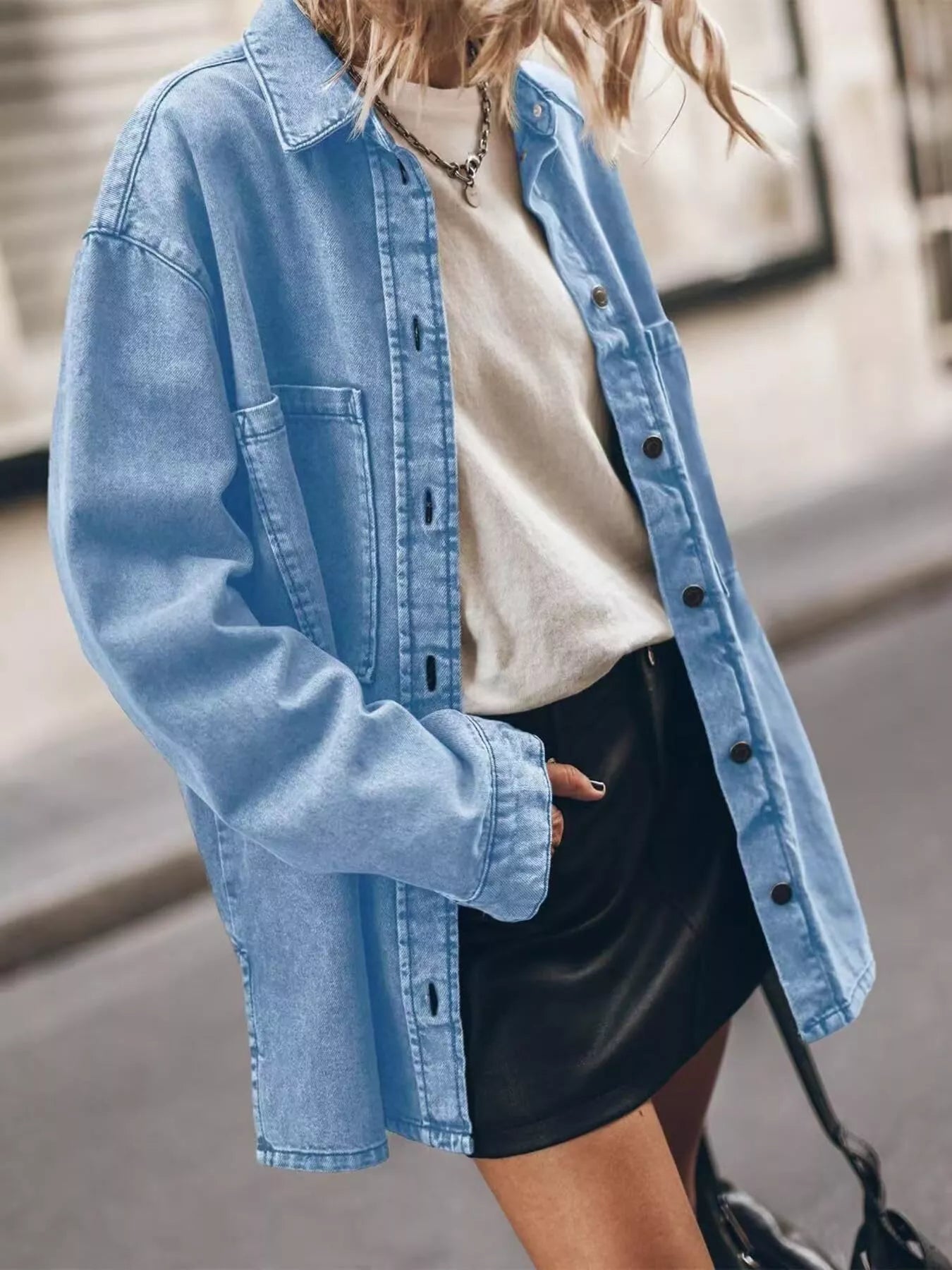 Oversized Button Up Denim Shirt Secondary image