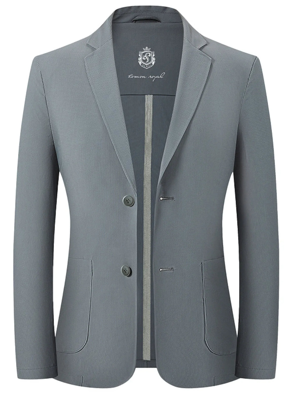 Men's Lapel Collar Long Sleeve Blazer – Grey / Black - photo 7