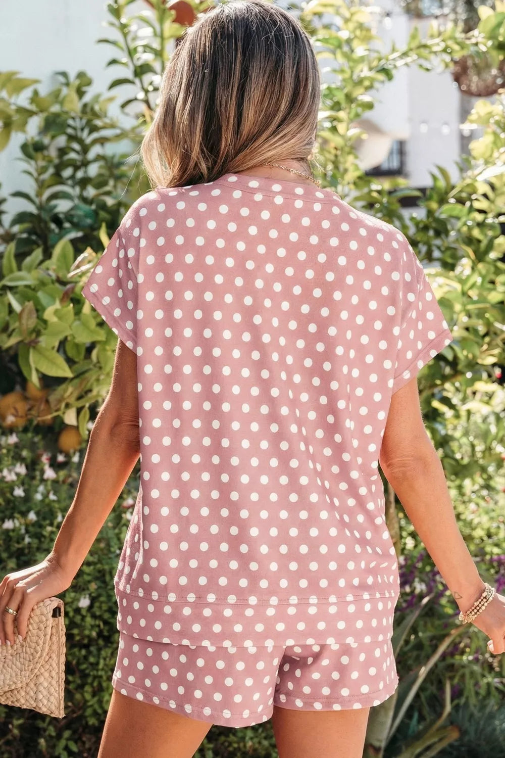 Polka Dot Print Tee and Shorts Set Secondary image