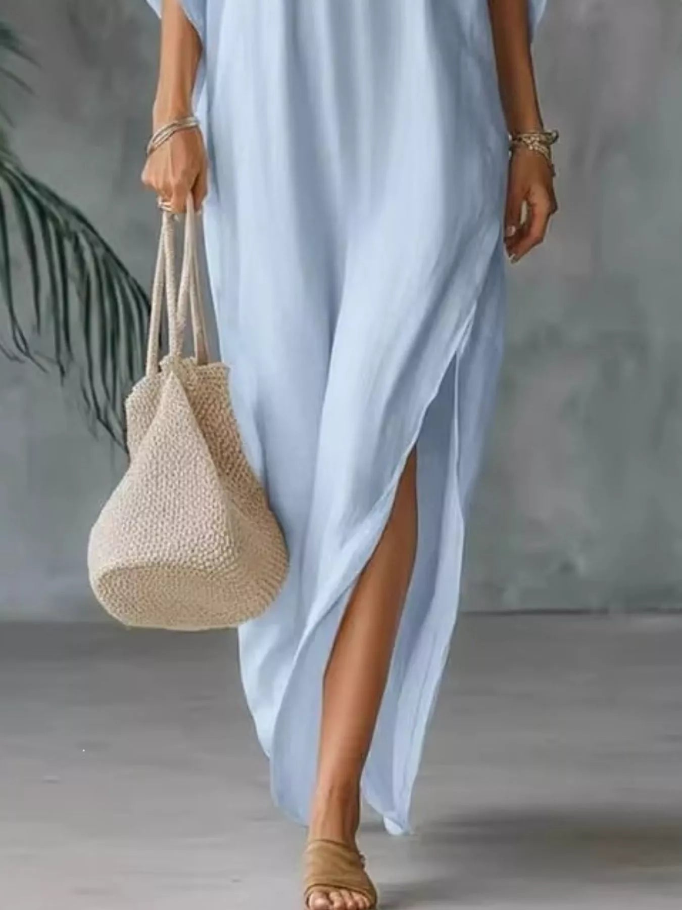 Full Size V-Neck Maxi Dress with Side Slits Plus Size Secondary image