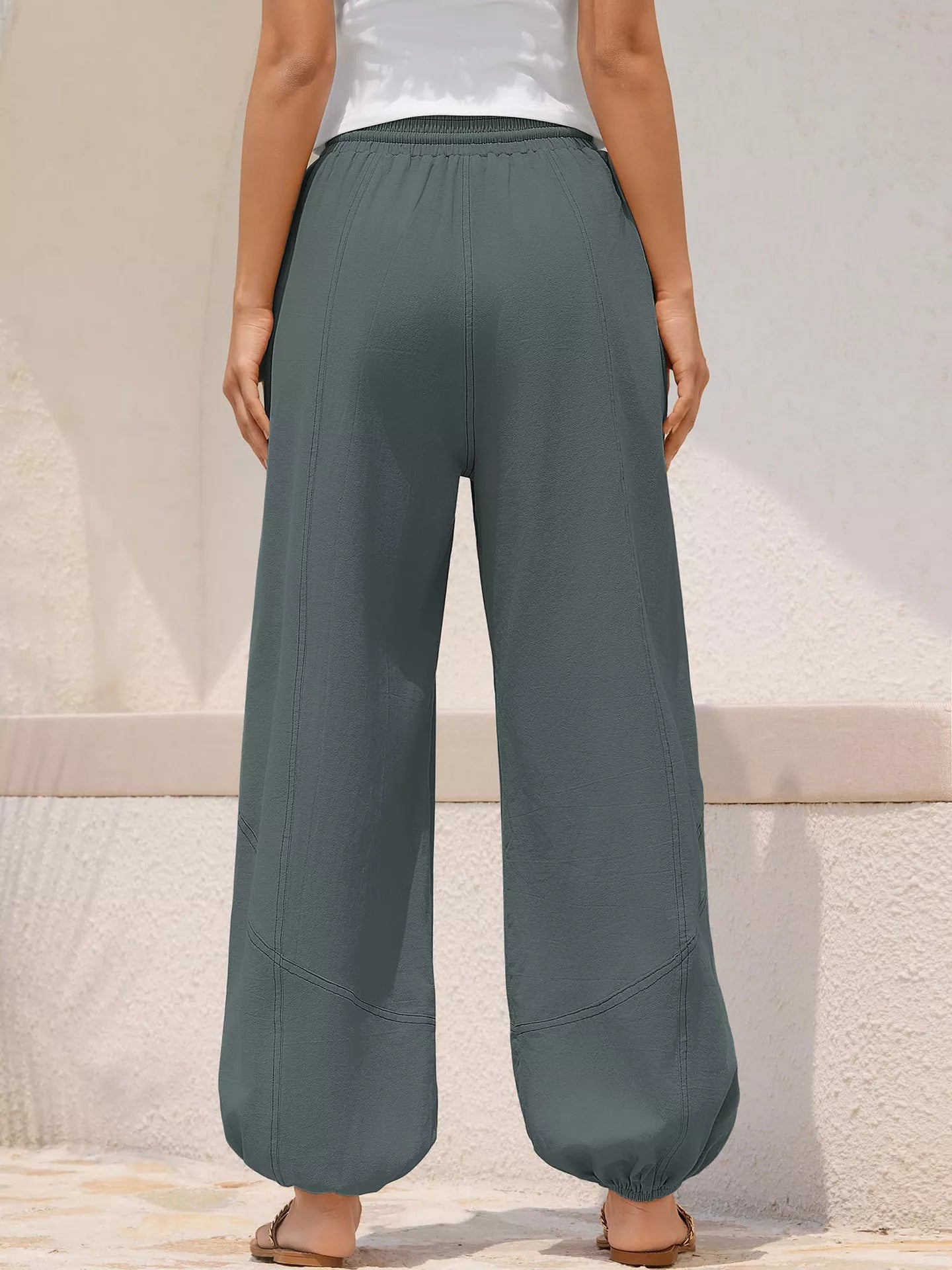 Casual Loose Fit Drawstring Waist Harem Joggers Secondary image