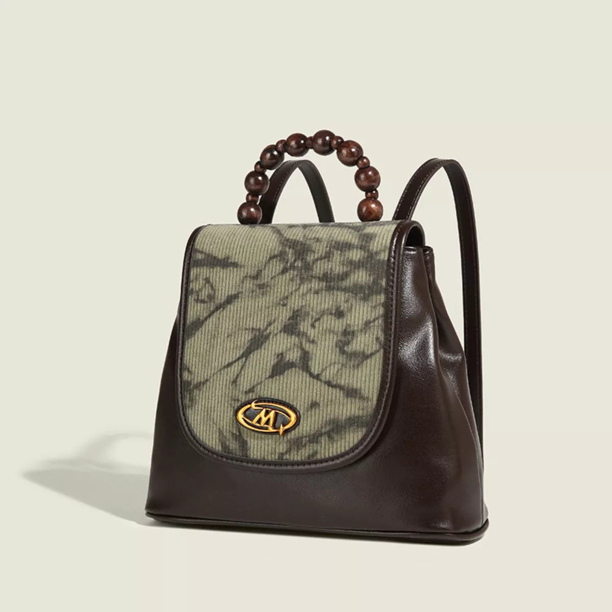 Flap Backpack Bag with Beaded Handle Secondary image