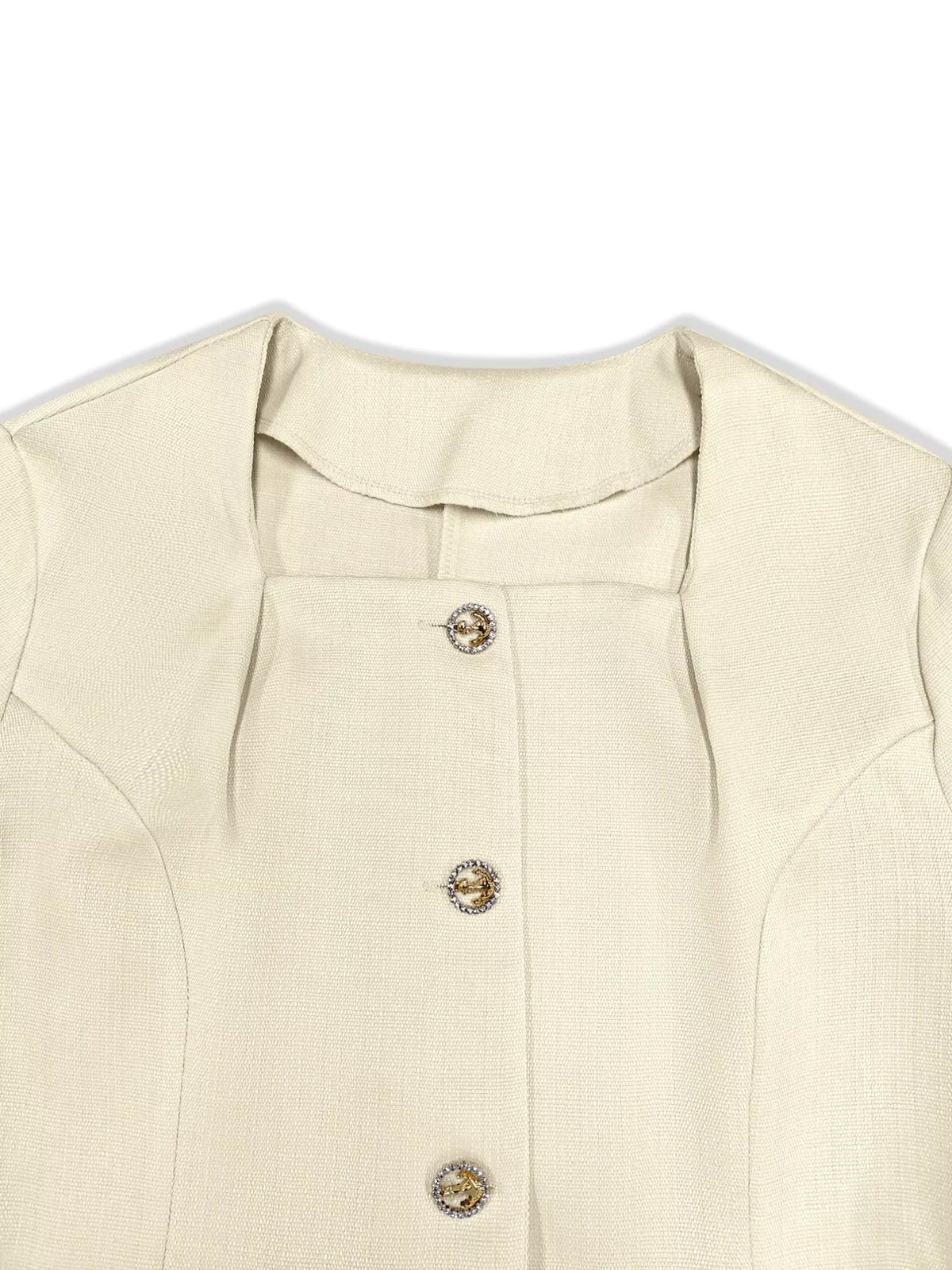 Square Neck Button-Down Fitted Blazer - photo 7