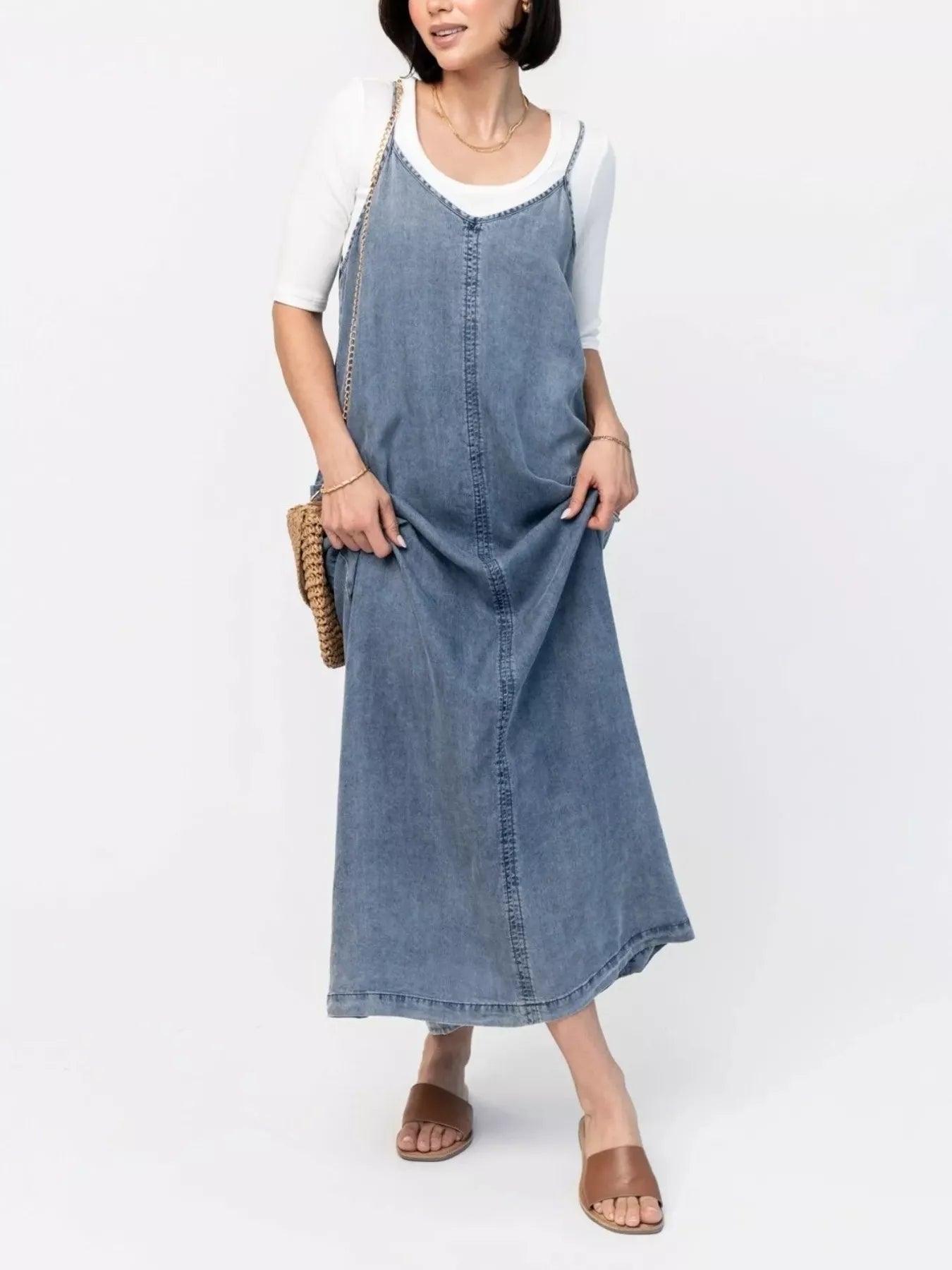 Casual Washed Denim Cami Maxi Dress Secondary image