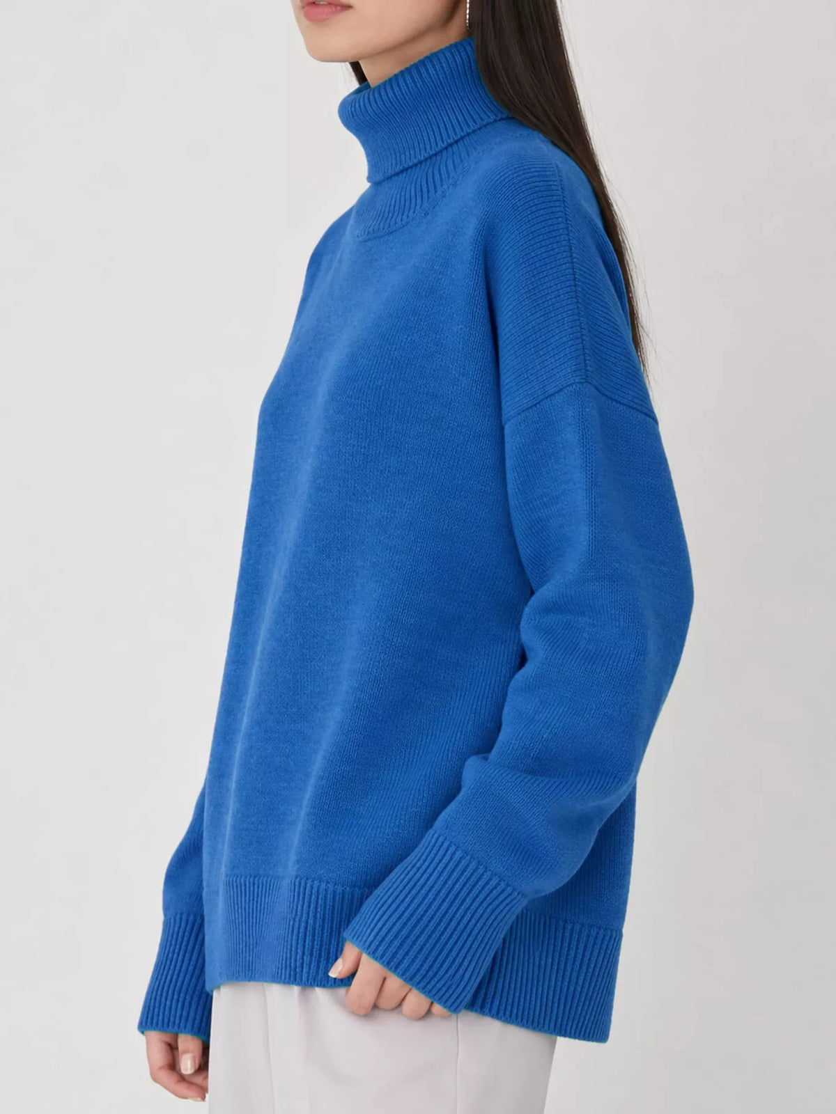 Women's Oversized Ribbed Turtleneck Sweater – Dropped Shoulder Relaxed Fit - photo 20