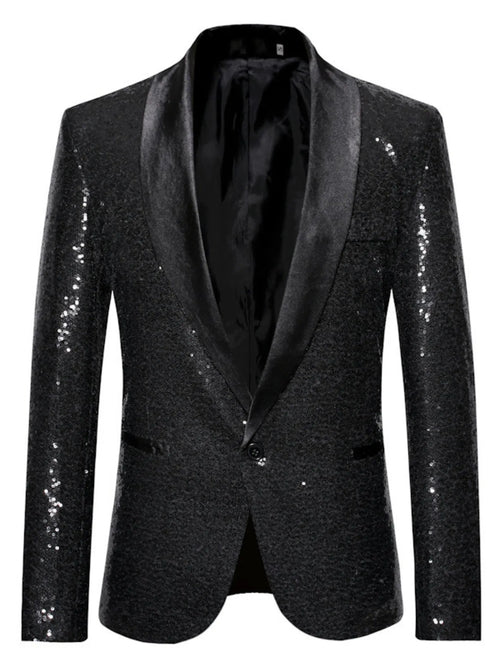 Men's Sequin Long Sleeve Blazer – Green / Purple