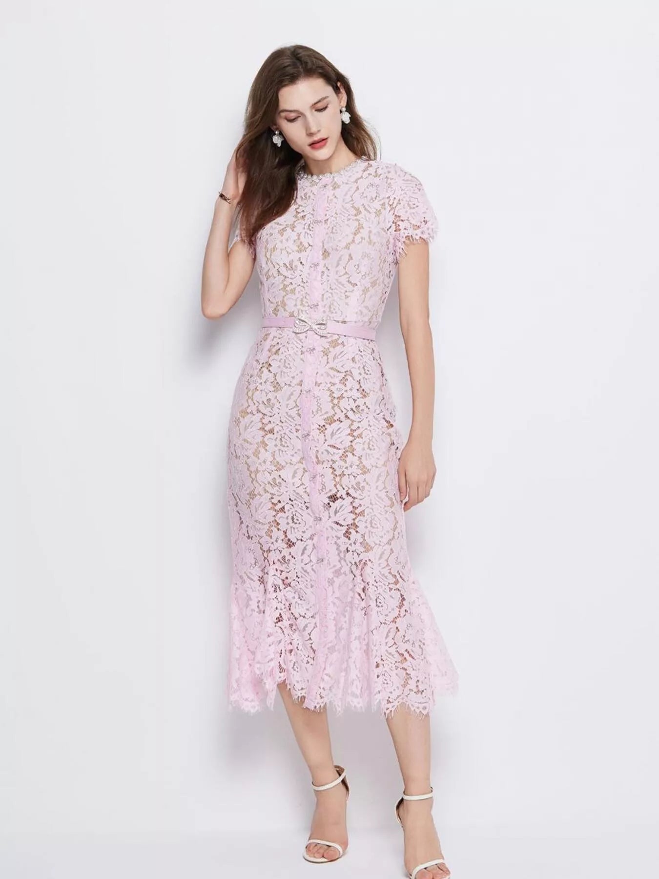 Lace Short Sleeve Mermaid Dress Secondary image