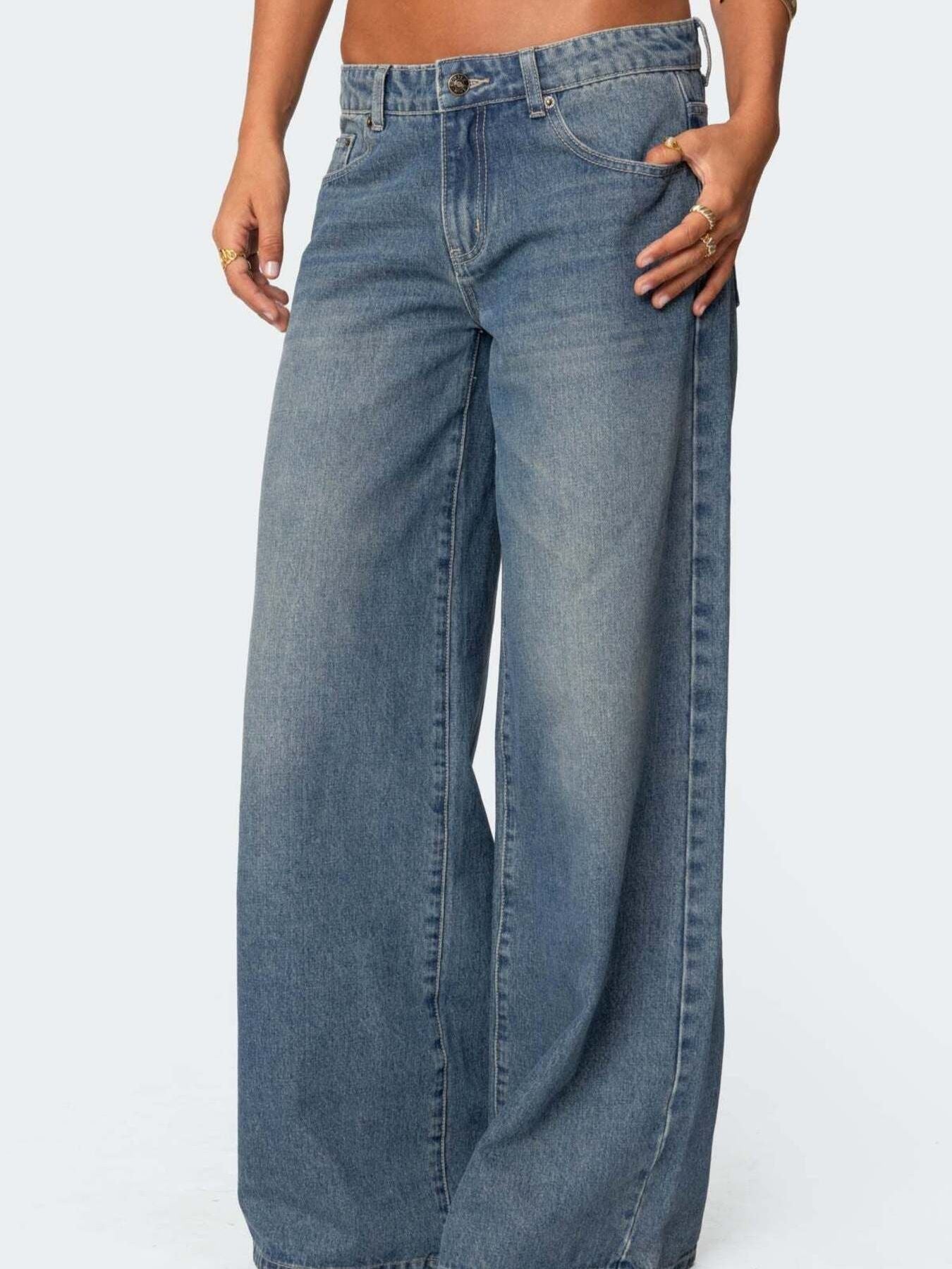 Vintage Wash Wide Leg Jeans Secondary image