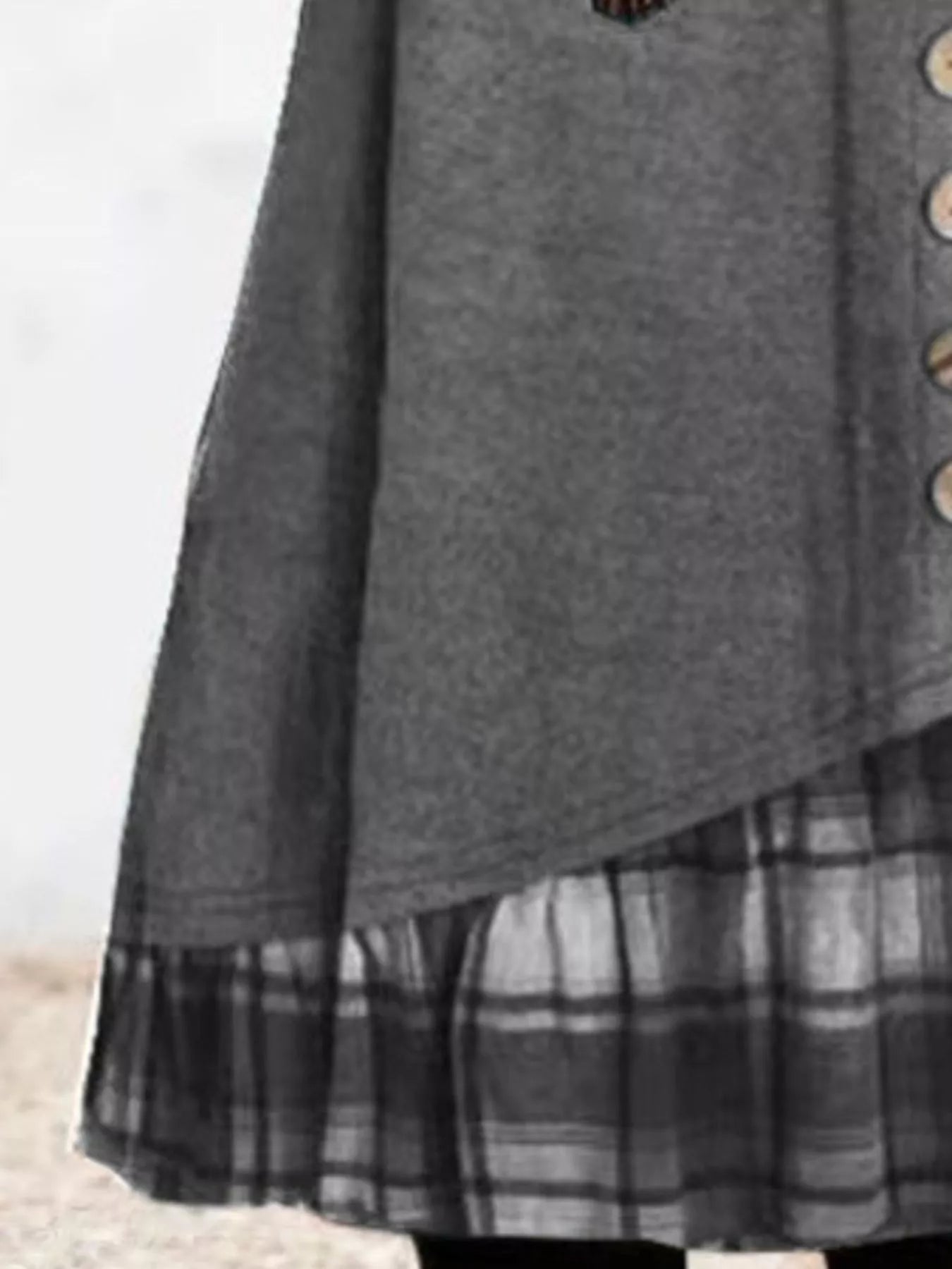 Full Size Asymmetrical Plaid Patchwork Long Sleeve Dress Plus Size Secondary image