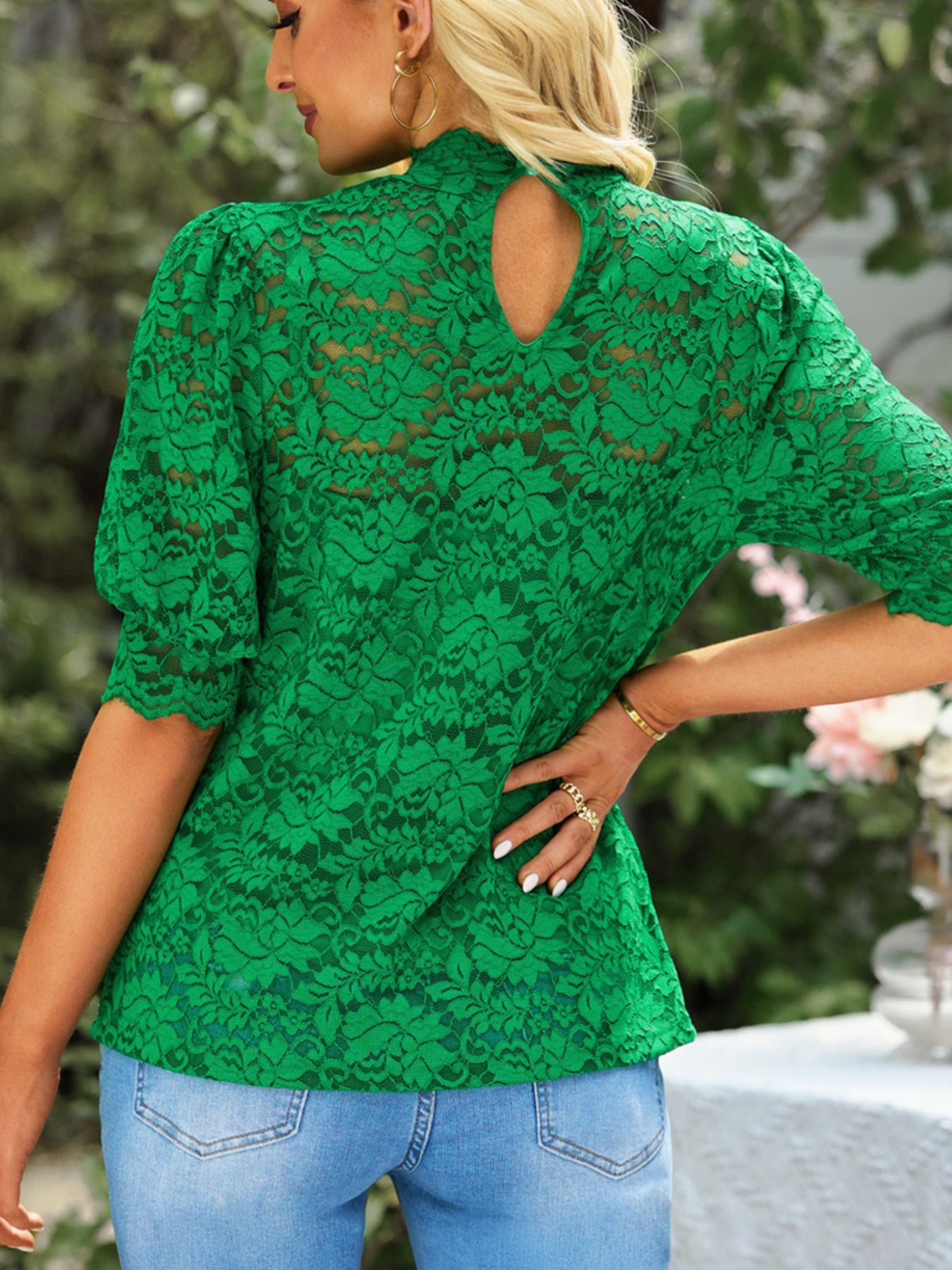 Cami & Lace Short Sleeve Blouse Set Secondary image