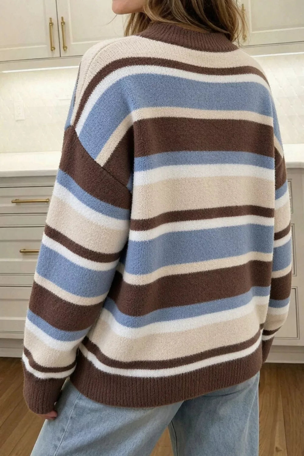 Striped Dropped Shoulder Sweater Secondary image